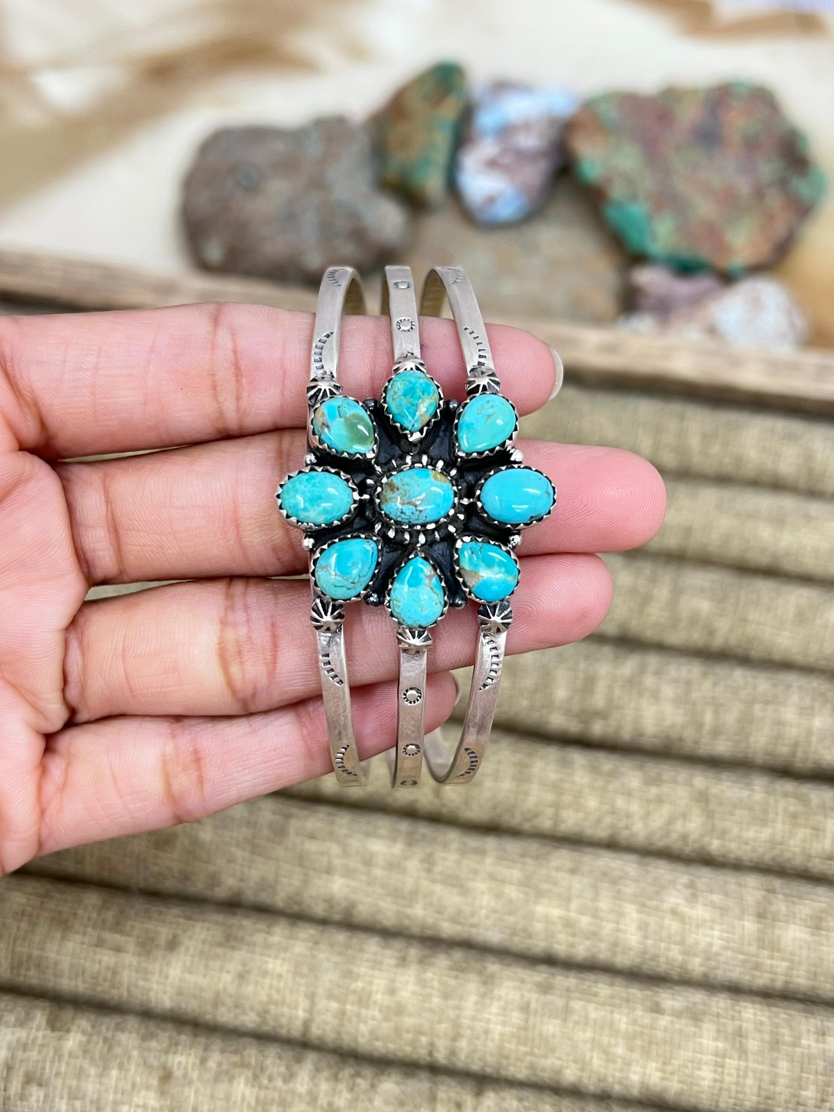 Handmade Sterling Silver Multi Stones Bracelet with Signed Nizhoni (5)