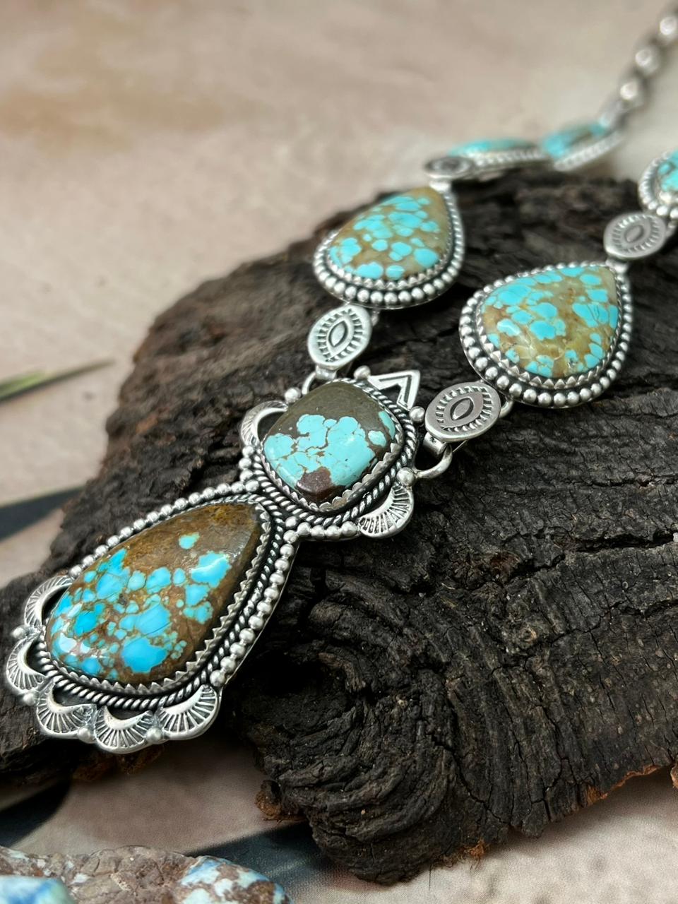 Handmade Sterling Silver Multi Stone Necklace "Signed Nizhoni"