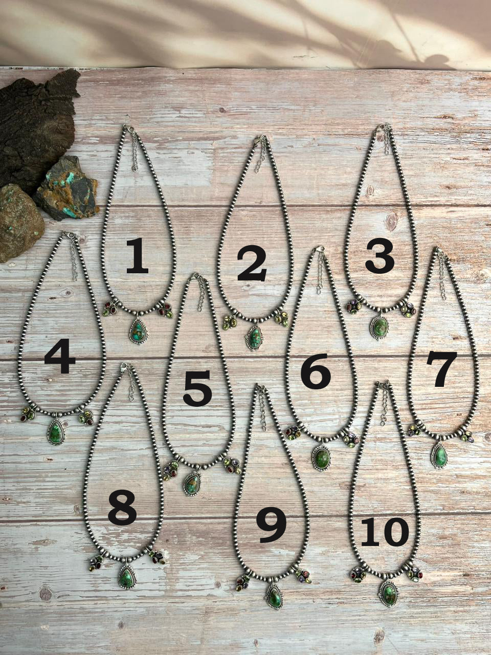 Handmade Sterling Silver Beaded Sonoran with Cut Stone Necklace "Signed Nizhoni"