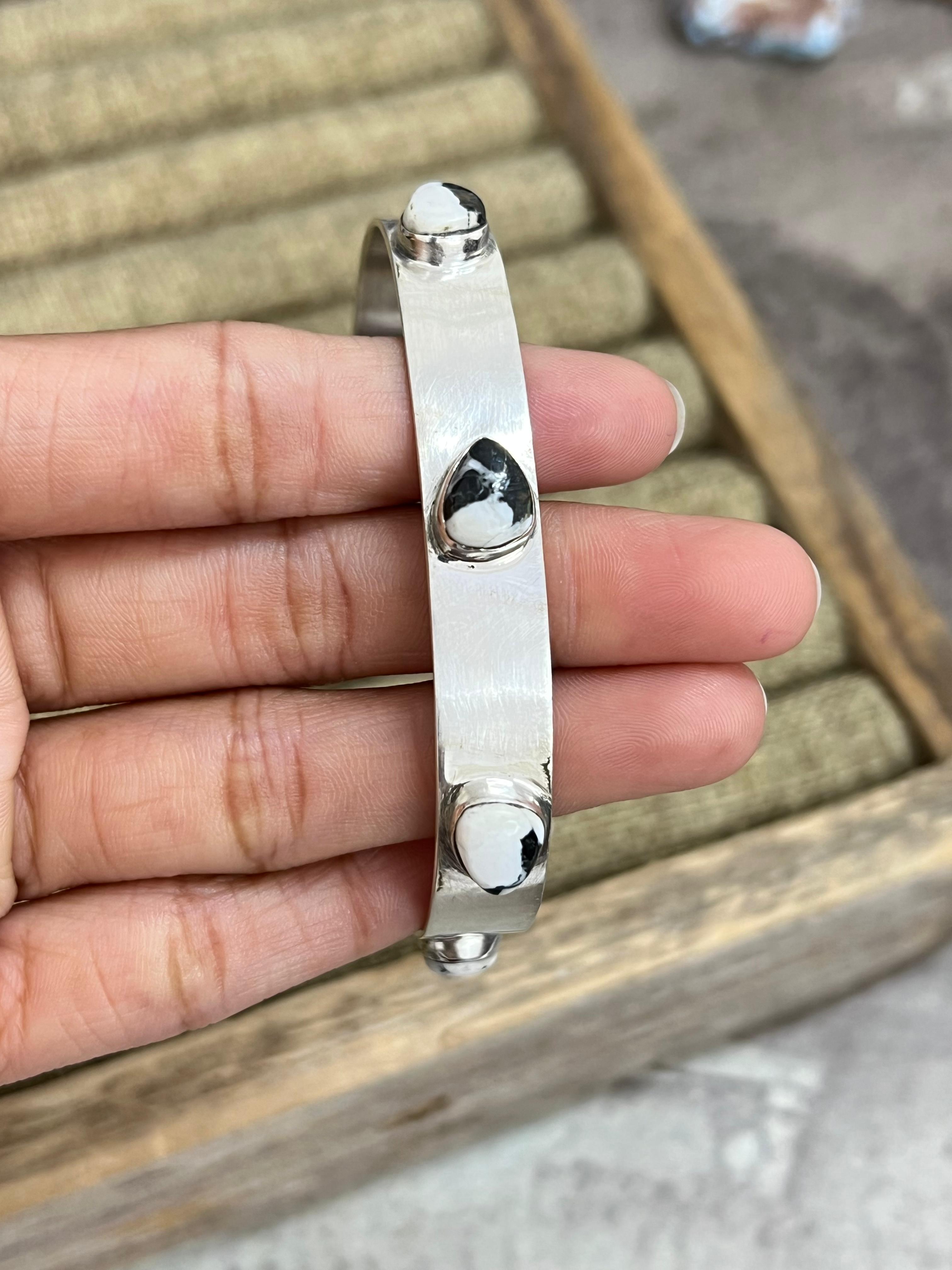 Handmade Sterling Silver Multi Stones Bracelet with Signed Nizhoni