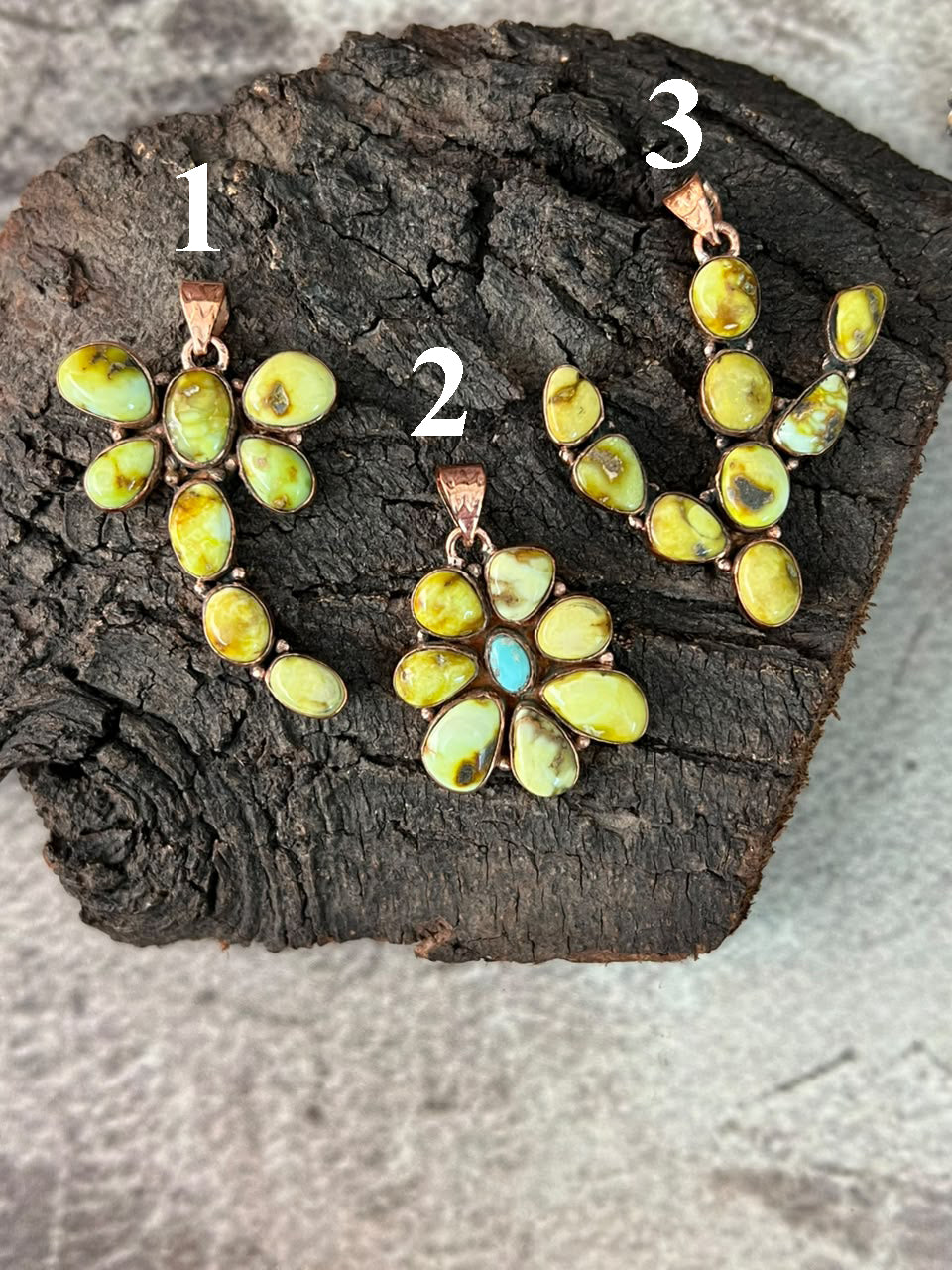 Handmade Palomino with White Water Turquoise Copper Collection: Pendant Signed Nizhoni