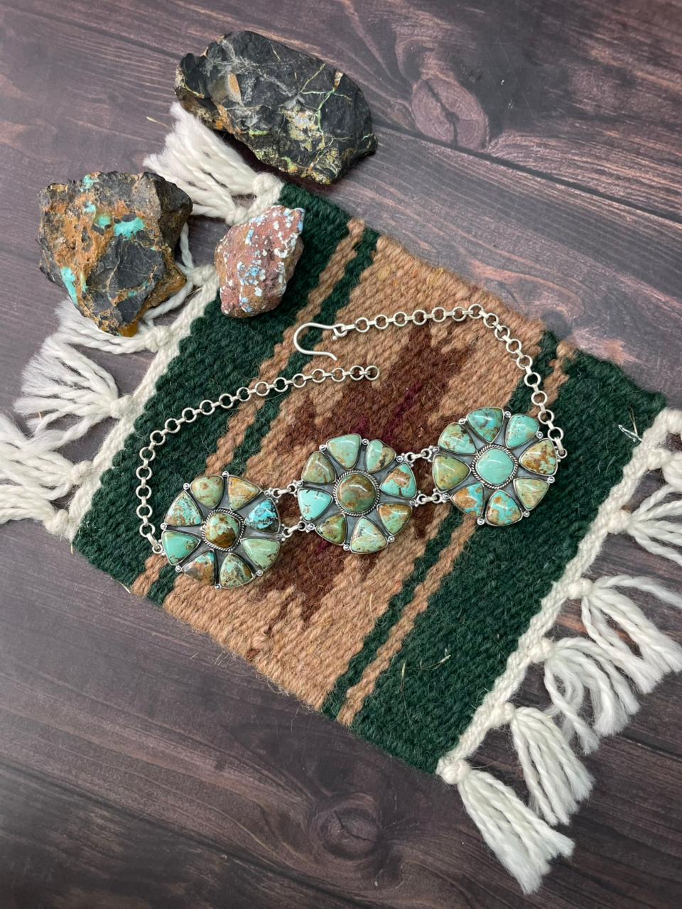 Handmade Sterling Silver Baja Turquoise Collection: Choker Necklace "Signed Nizhoni"