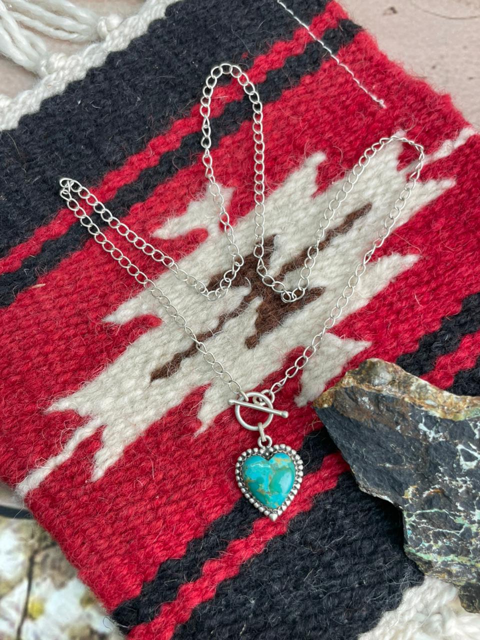 Handmade Sterling Silver Kingman Turquoise Necklace "Signed Nizhoni"