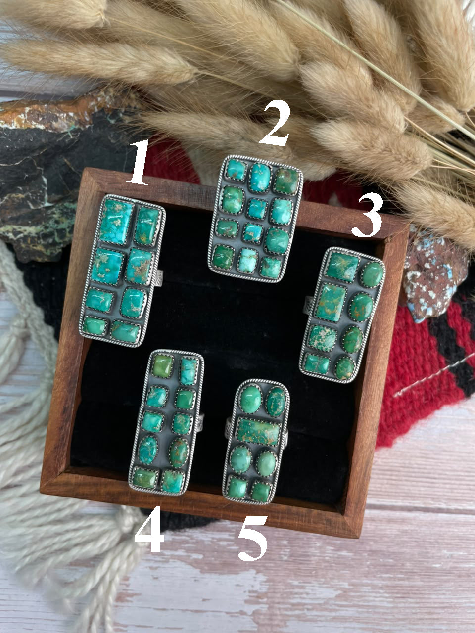 Handmade Sterling Silver Emerald Valley Turquoise Collection: Adjustable Bar Ring Signed Nizhoni