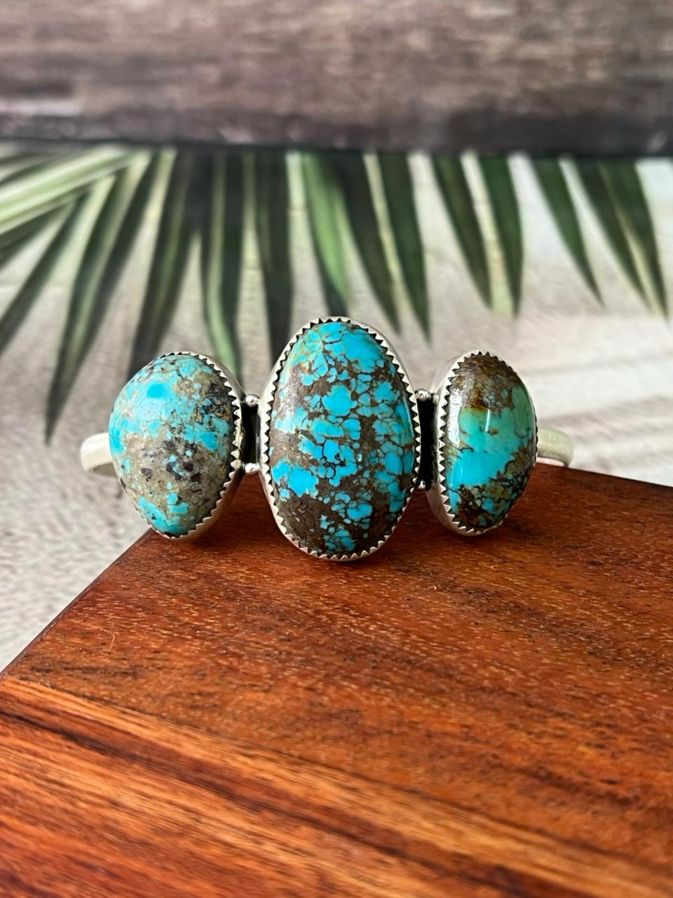 Handmade Sterling Silver Royston Turquoise Collection: Cuff Bracelet "Signed Nizhoni"