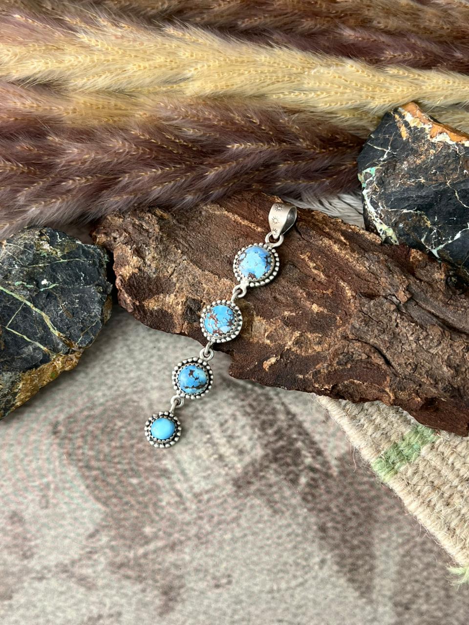 Handmade Sterling Silver Golden Hills Turquoise Pendant "Signed Nizhoni"