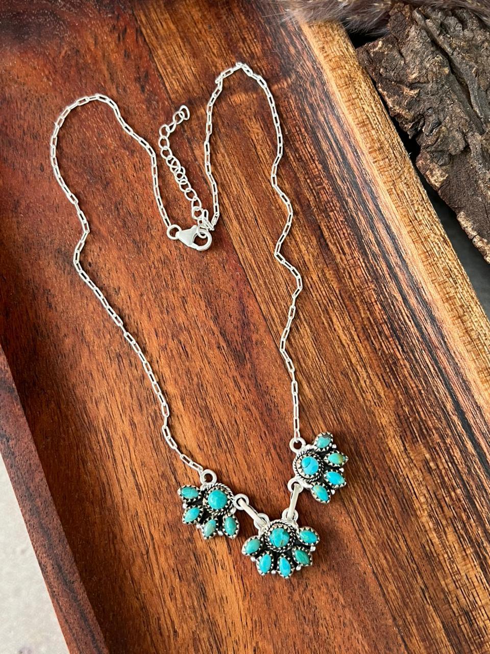Handmade Sterling Silver Kingman Turquoise Necklace "Signed Nizhoni"