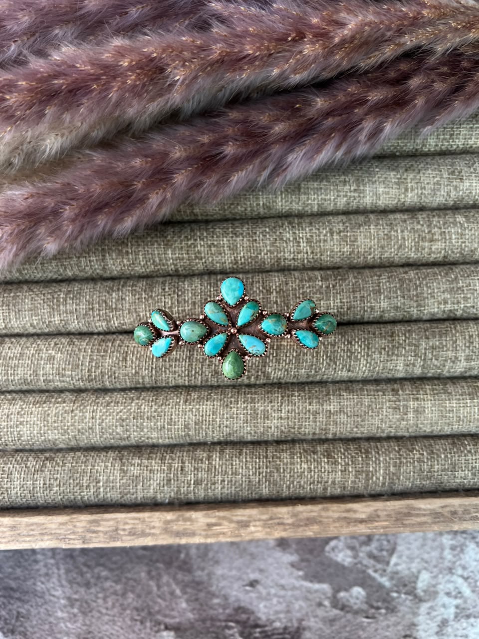 Handmade Kingman Turquoise Copper Collection: Cuff Bracelet Signed Nizhoni