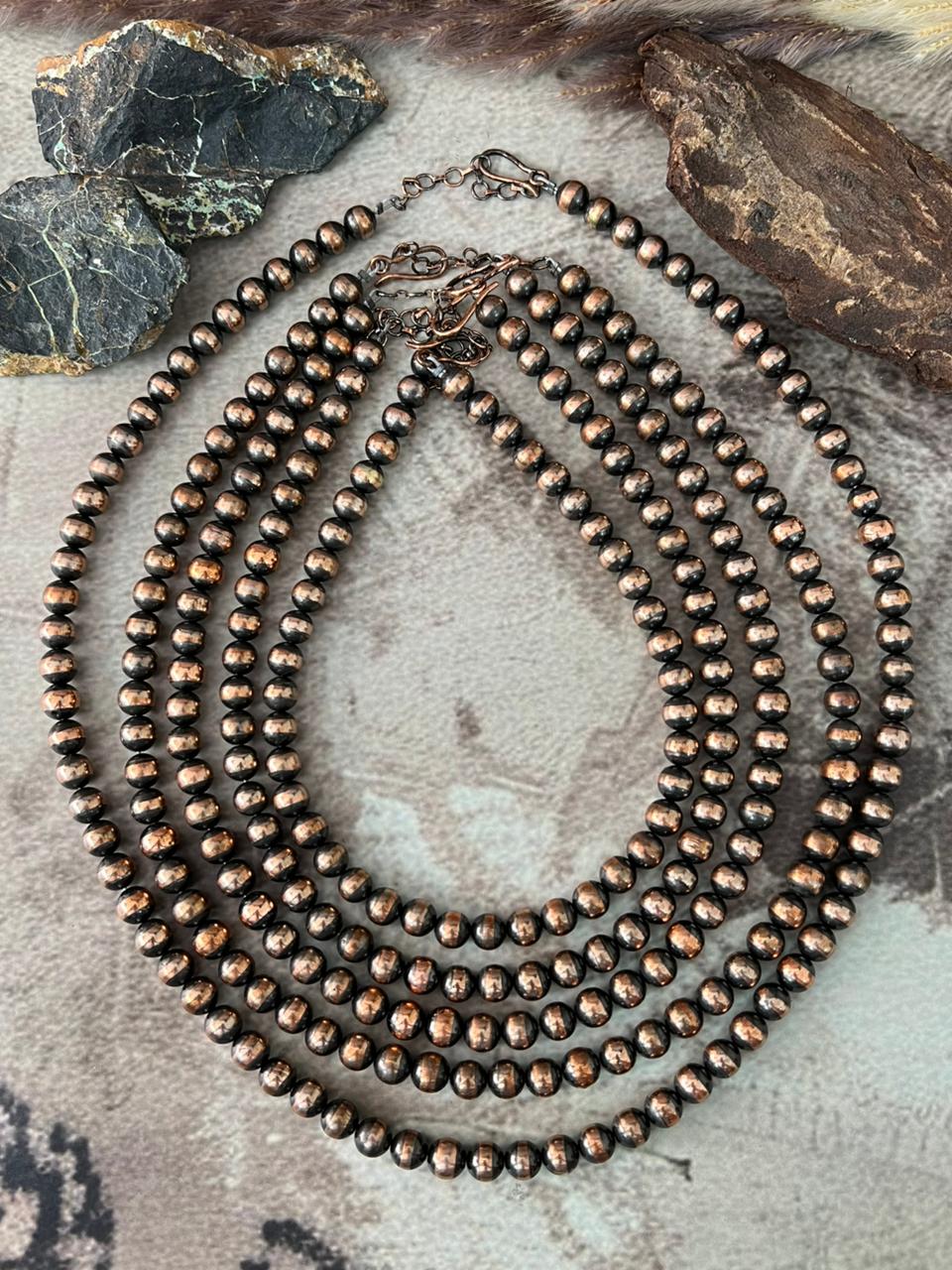 Handmade Copper Beaded 8MM Necklace