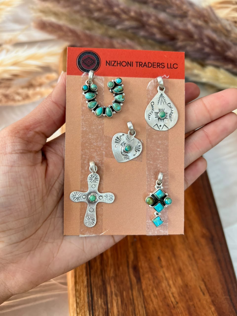 Handmade Sterling Silver Kingman Turquoise Pendant Card