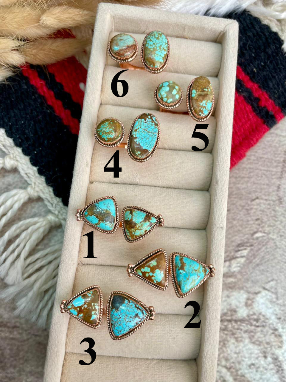 Handmade Copper Collection: Number 8 Turquoise Adjustable Ring