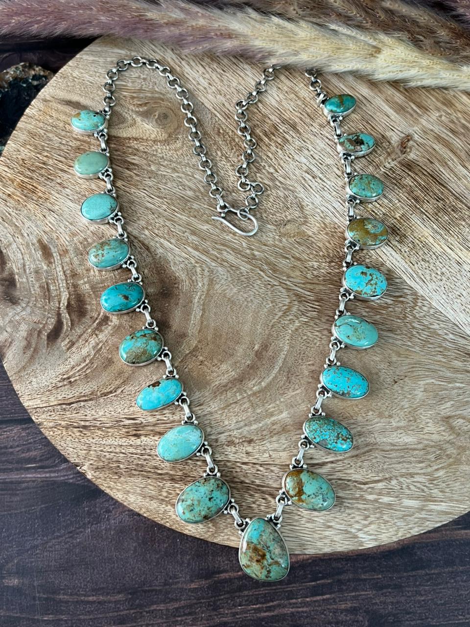 Handmade Sterling Silver Baja Turquoise Collection: Necklace "Signed Nizhoni"