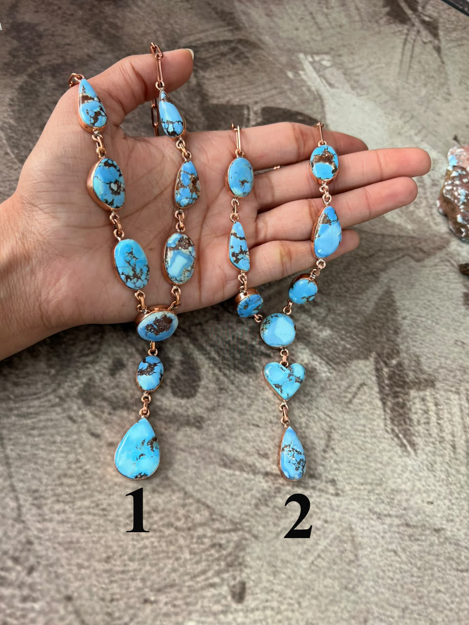 Handmade Golden Hills Turquoise Copper Collection: Necklace Signed Nizhoni