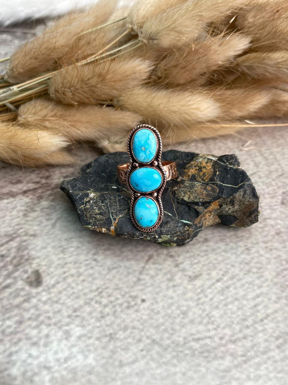 Handmade Copper Sierra Bella Turquoise Adjustable Ring