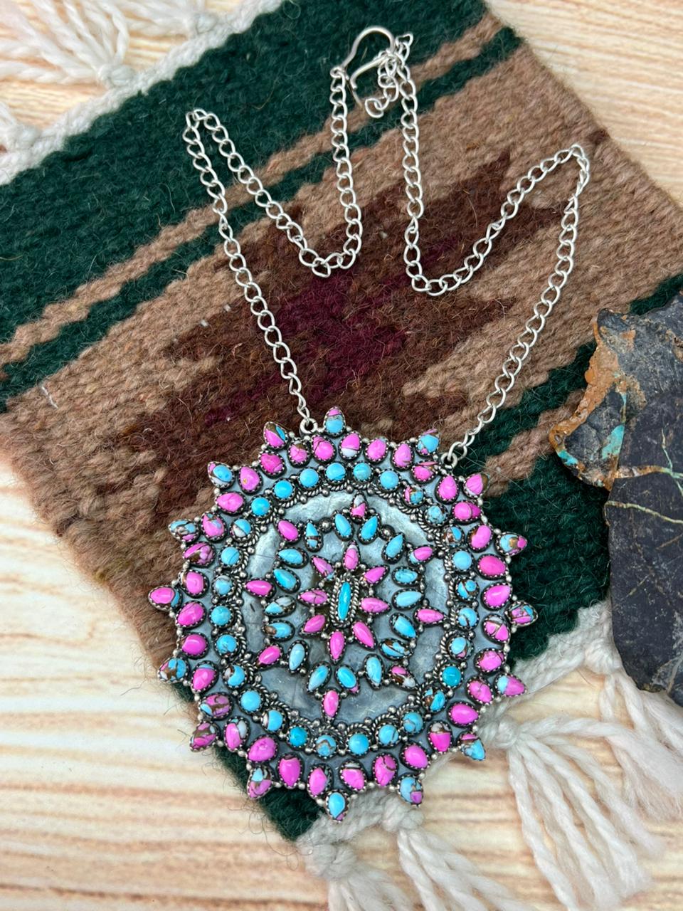 Handmade Sterling Silver Cotton Candy Necklace "Signed Nizhoni"