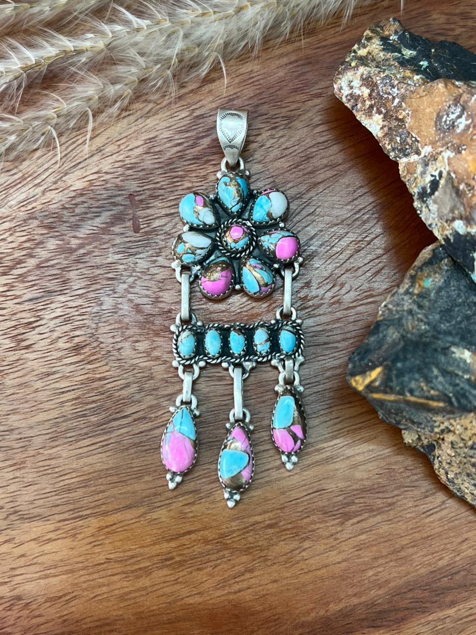 Handmade Sterling Silver Cotton Candy Pendant "Signed Nizhoni"