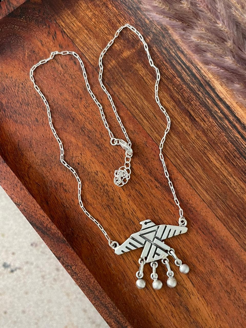 Handmade Sterling Silver Thunderbird Necklace "Signed Nizhoni"