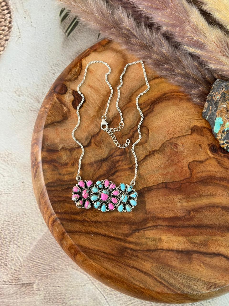 Handmade Sterling Silver Cotton Candy Necklace "Signed Nizhoni"