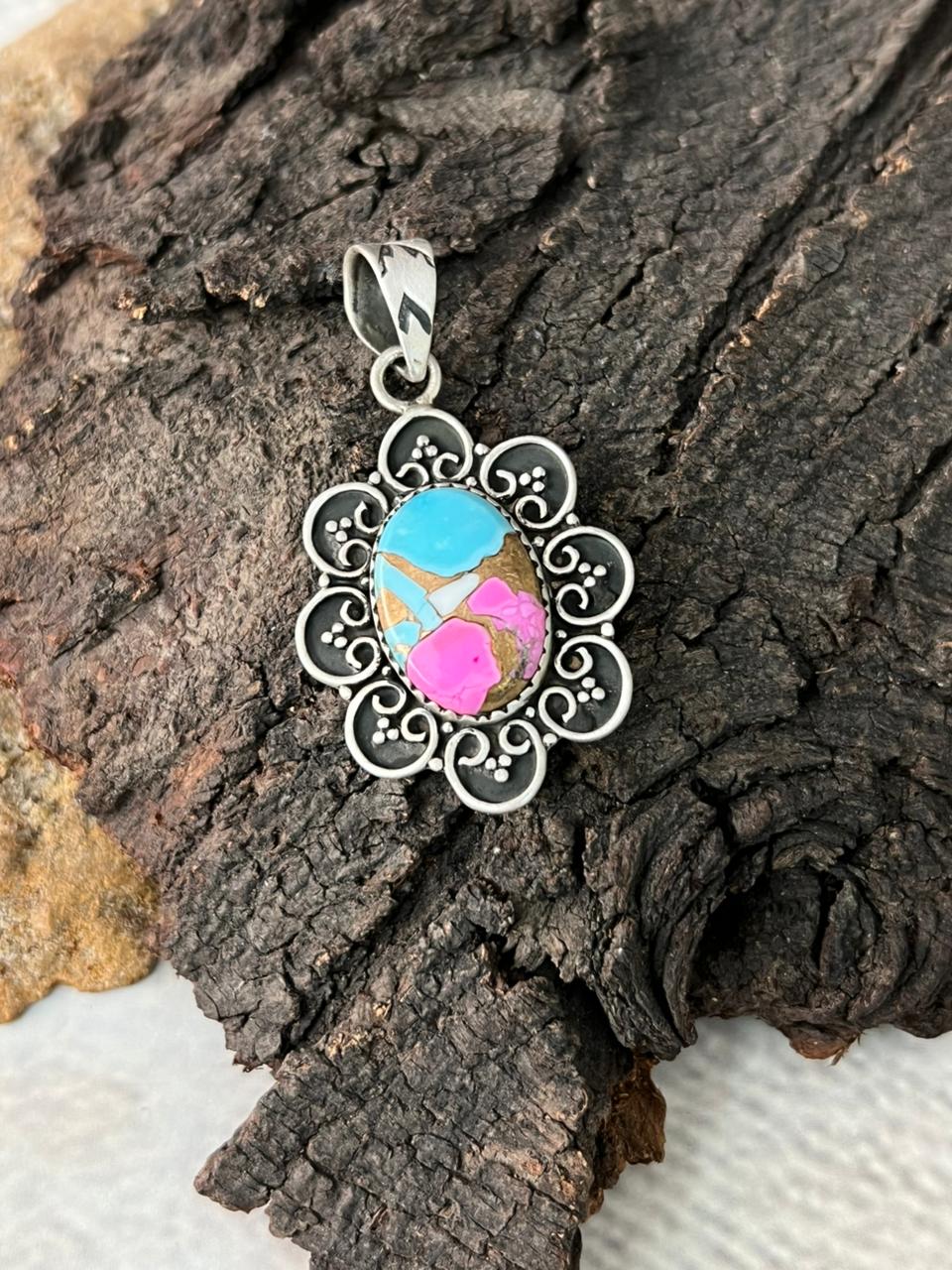Handmade Sterling Silver Cotton Candy Pendant "Signed Nizhoni"
