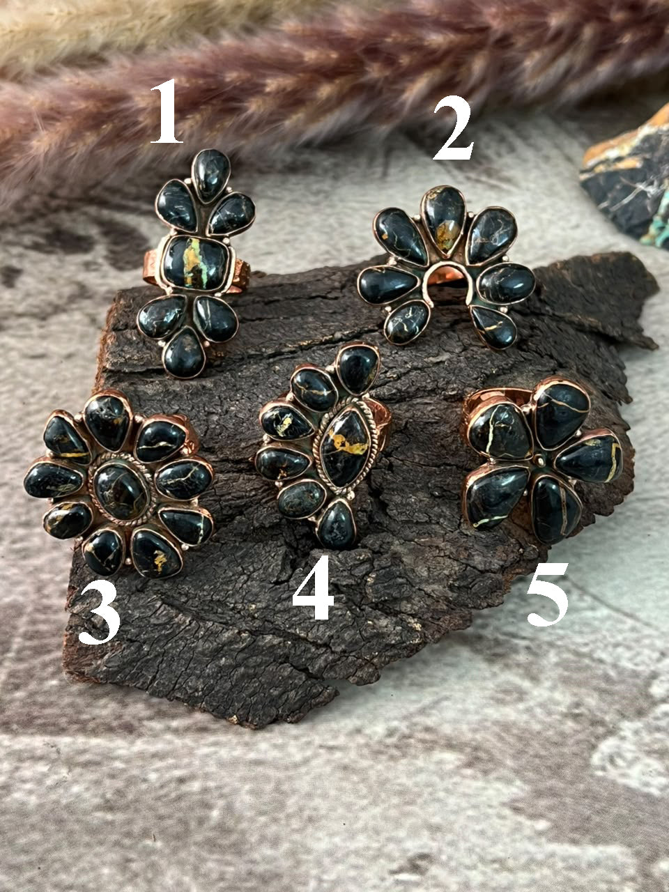 Handmade Blackjack Turquoise Copper Collection: Adjustable Ring Signed Nizhoni