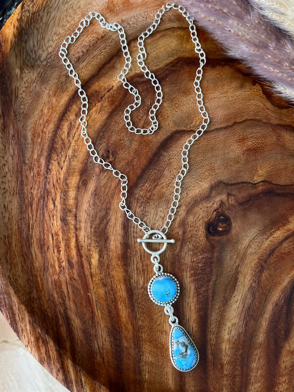 Handmade Sterling Silver Golden Hills Turquoise Necklace "Signed Nizhoni"