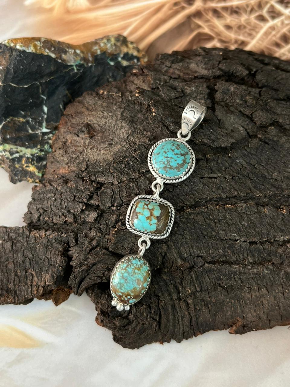 Handmade Sterling Silver Number 8 Turquoise Pendant "Signed Nizhoni"