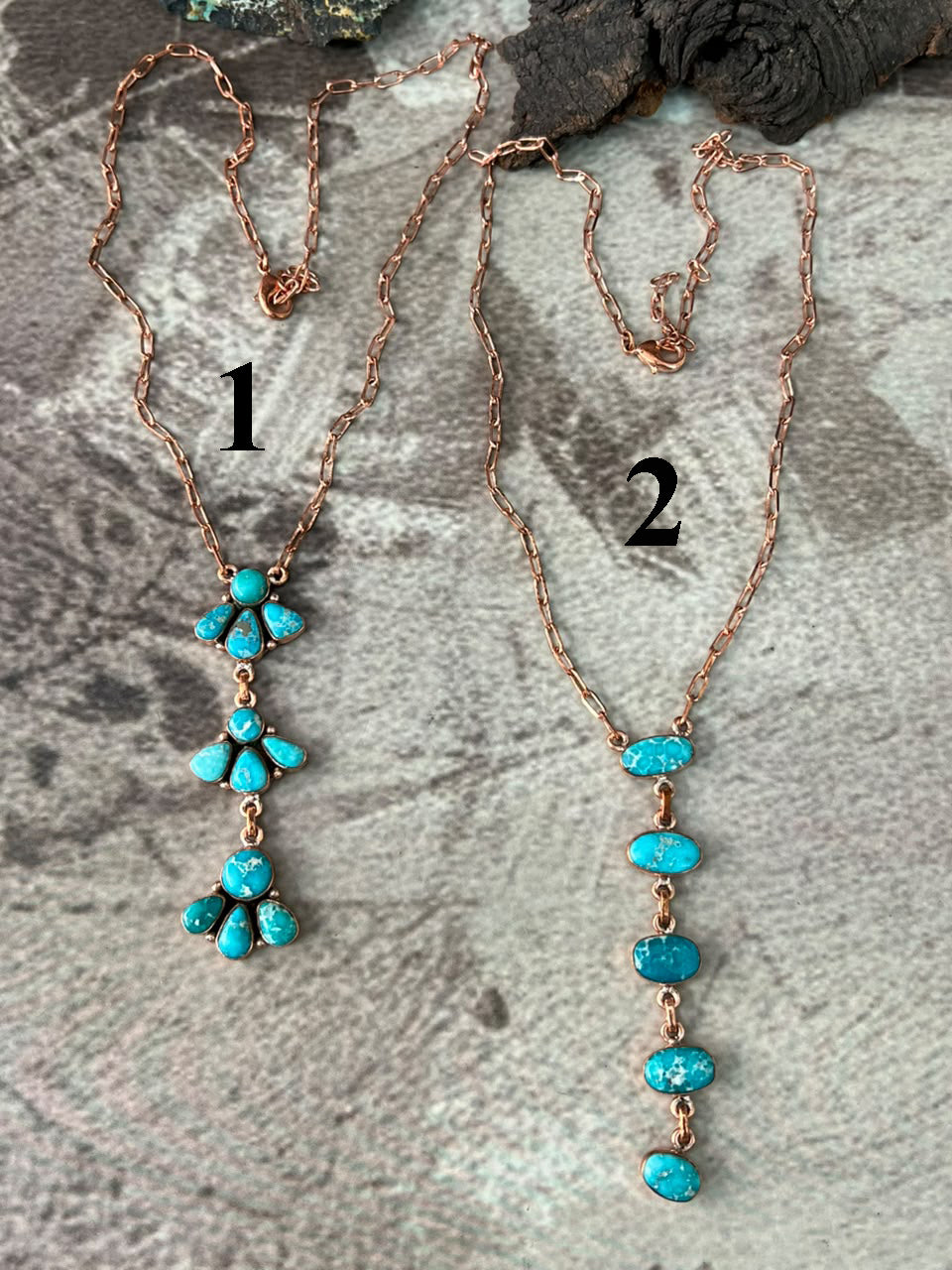 Handmade White Water Turquoise Copper Collection: Necklace Signed Nizhoni