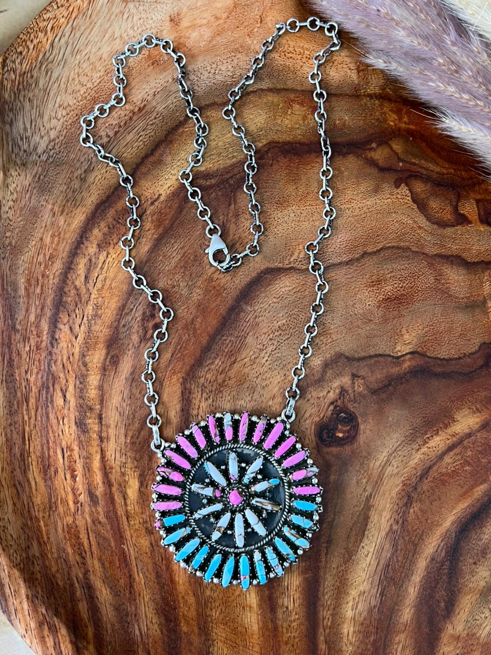 Handmade Sterling Silver Cotton Candy Necklace "Signed Nizhoni"