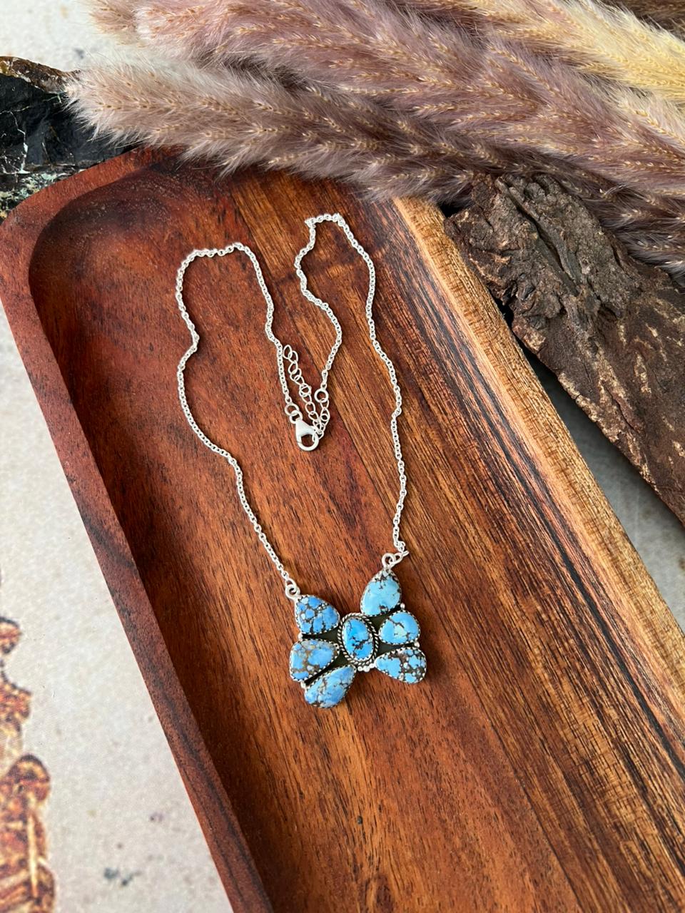 Handmade Sterling Silver Golden Hills Turquoise Necklace "Signed Nizhoni"