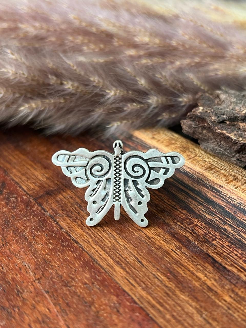 Handmade Sterling Silver Butterfly Adjustable Ring "Signed Nizhoni"