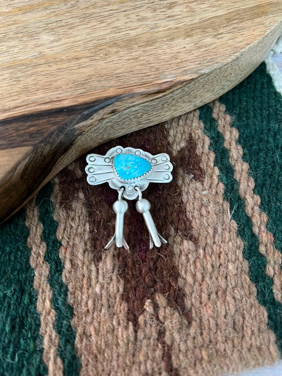 Handmade Sterling Silver Sierra Bella Turquoise Purse Pin "Signed Nizhoni"