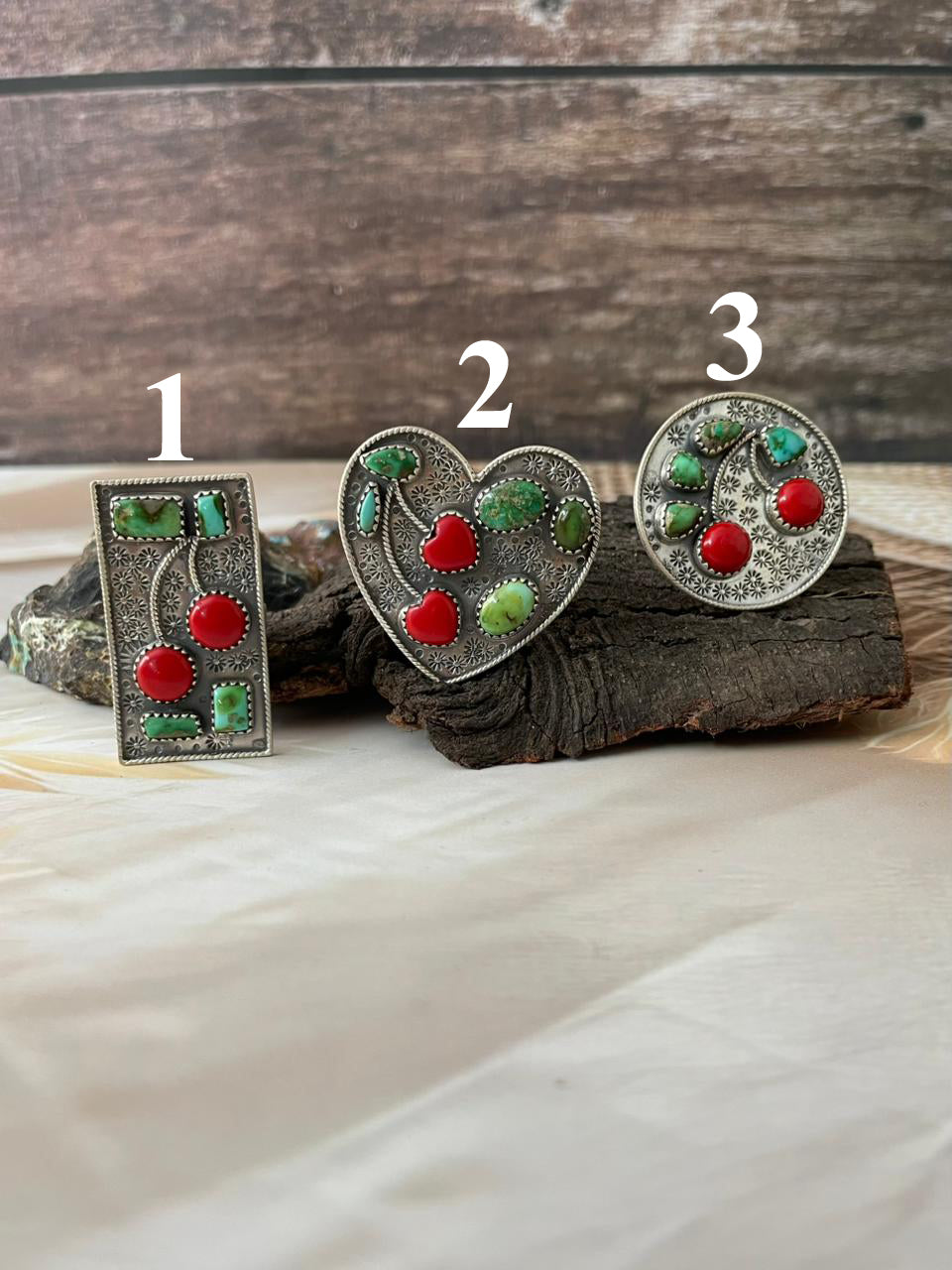 Handmade Sterling Silver Rosarita with Sonoran Mountain Turquoise Cherry Adjustable Ring "Signed Nizhoni"