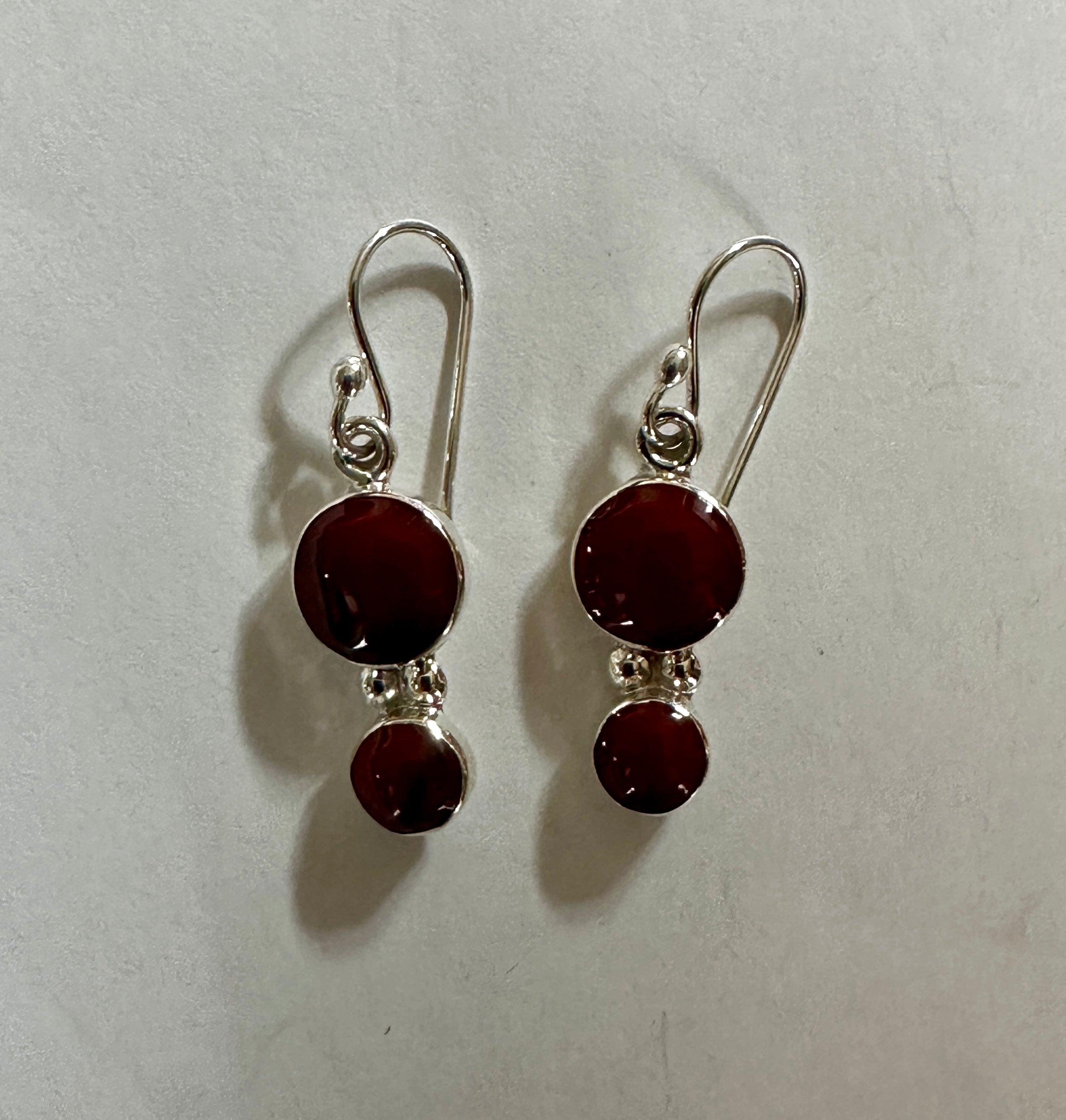 Double Red Jasper Cabochons Earrings ON Hook