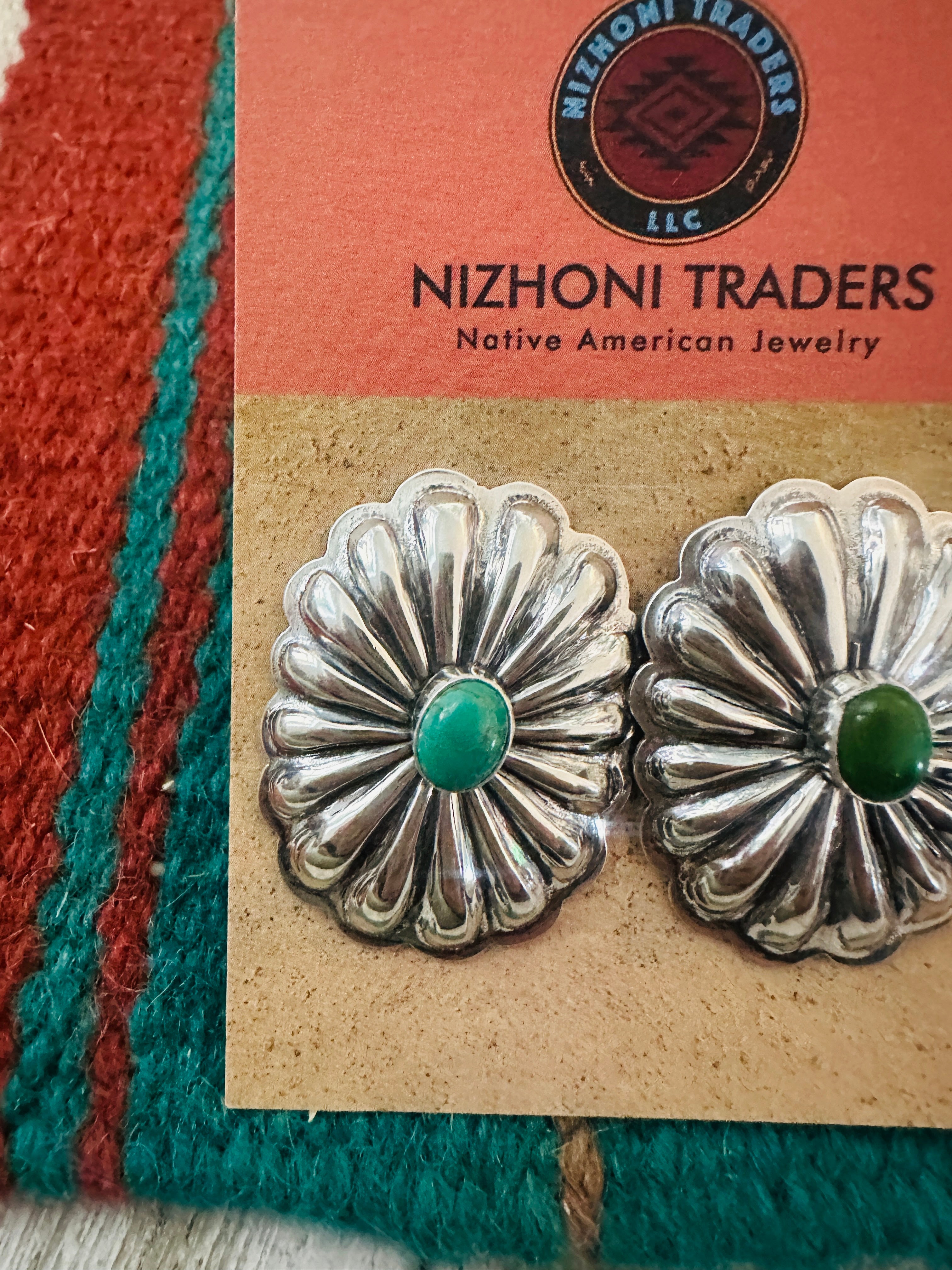 Handcrafted Sterling Silver & Turquoise Concho Post Earrings