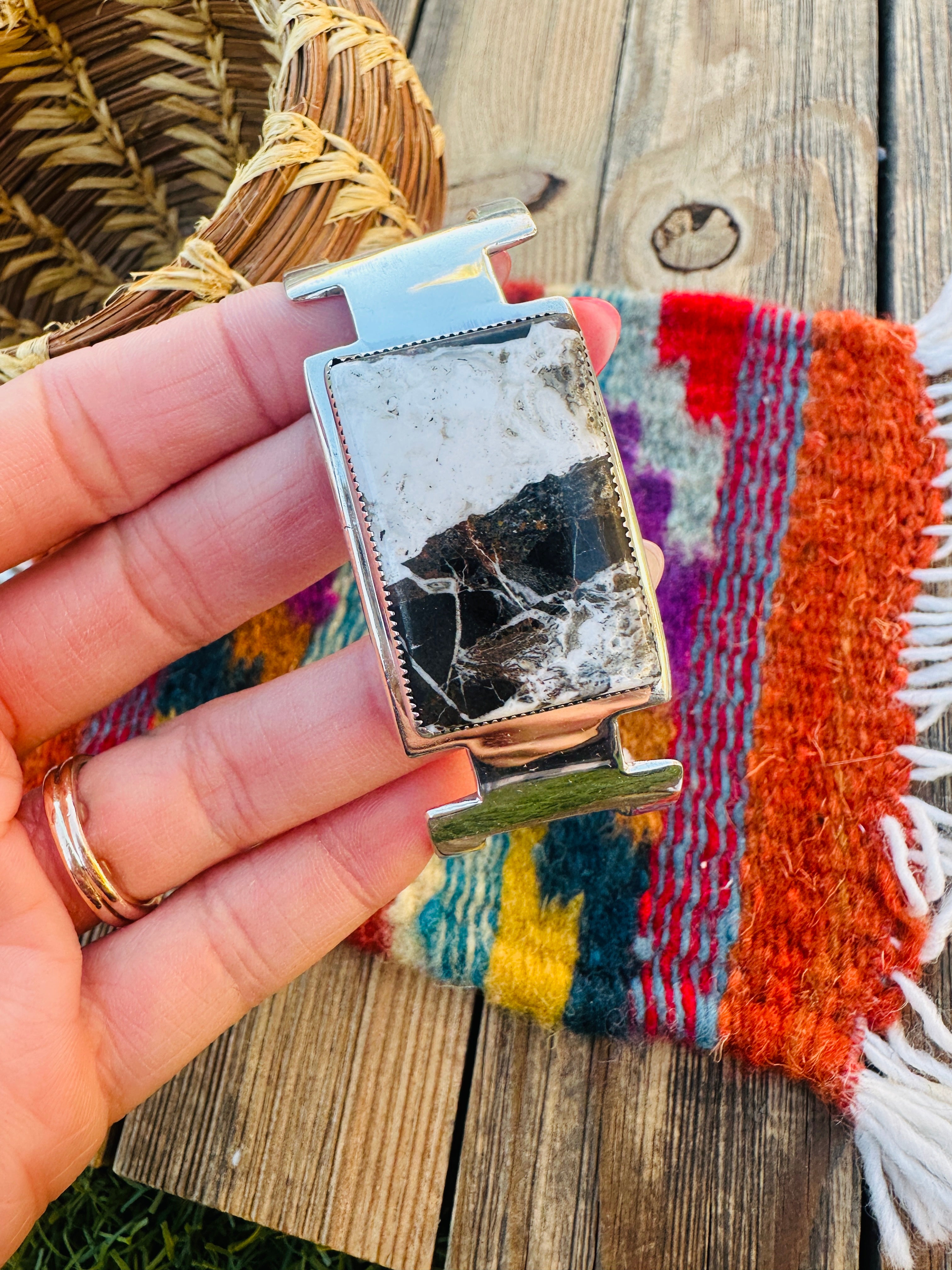 Handcrafted Sterling Silver & White Buffalo Cuff Bracelet