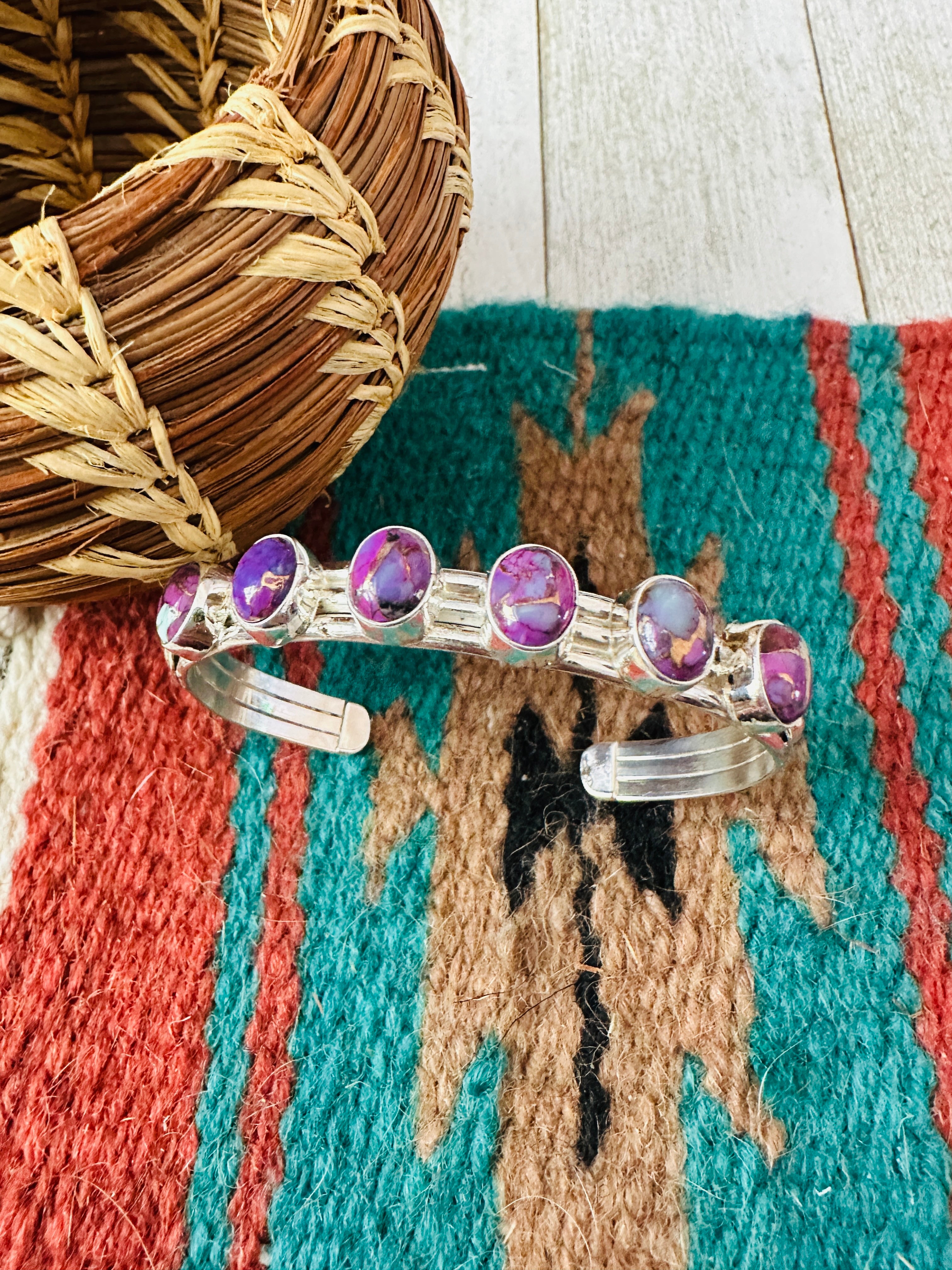 Handcrafted Sterling Silver & Purple Mojave Cuff Bracelet