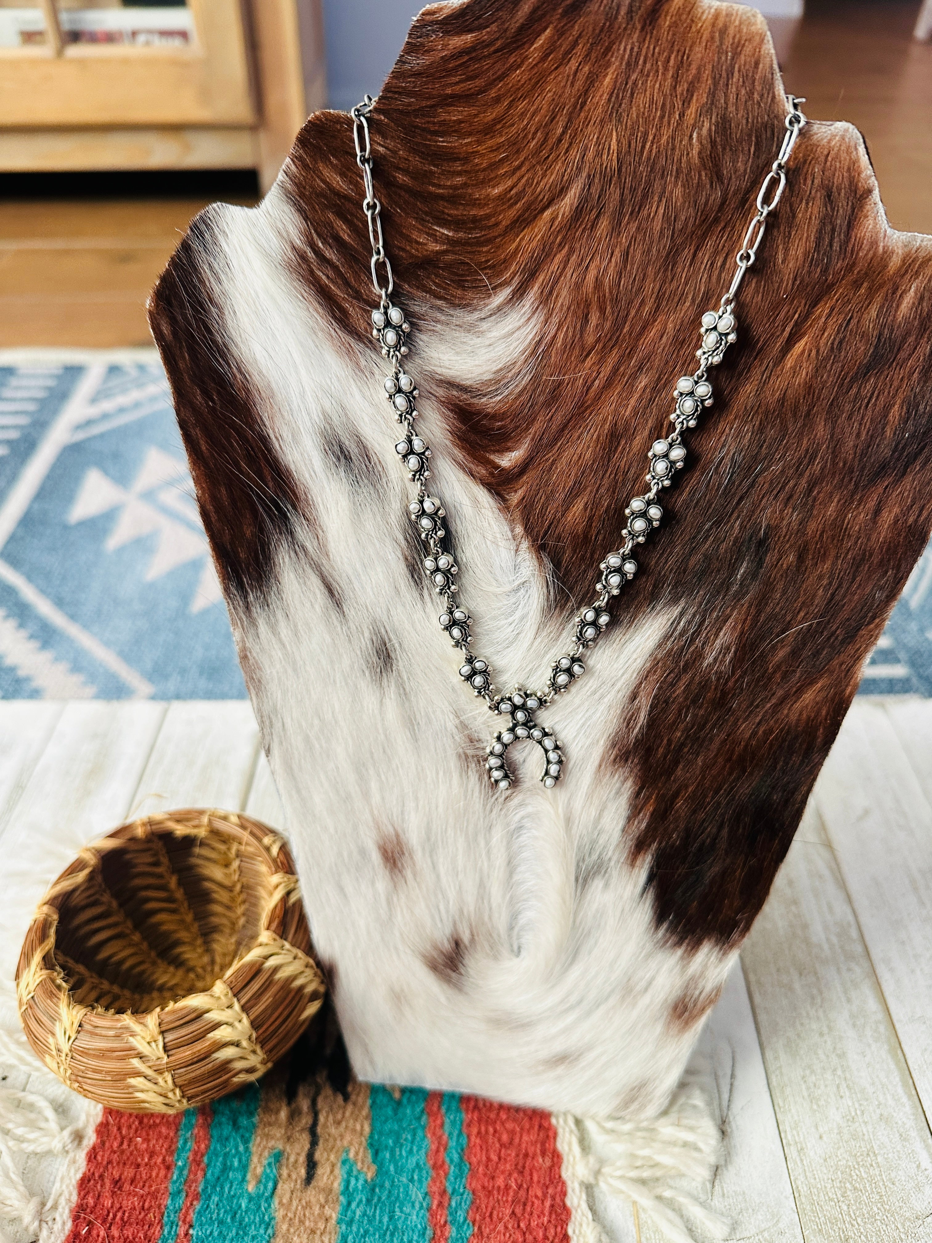 Handcrafted Sterling Silver & Pearl Naja Necklace by Federico Jimenez