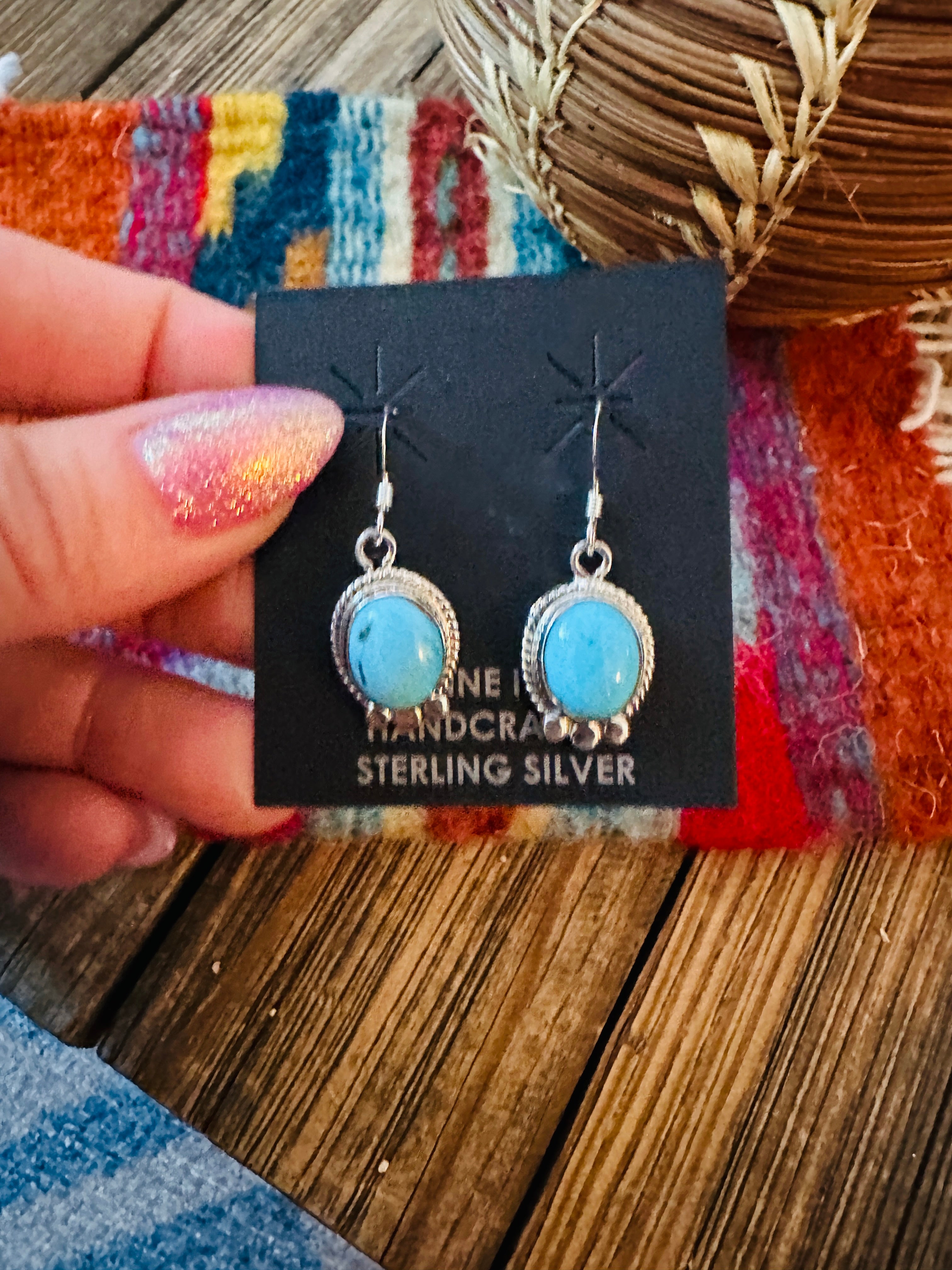 Handcrafted Turquoise & Sterling Silver Dangle Earrings