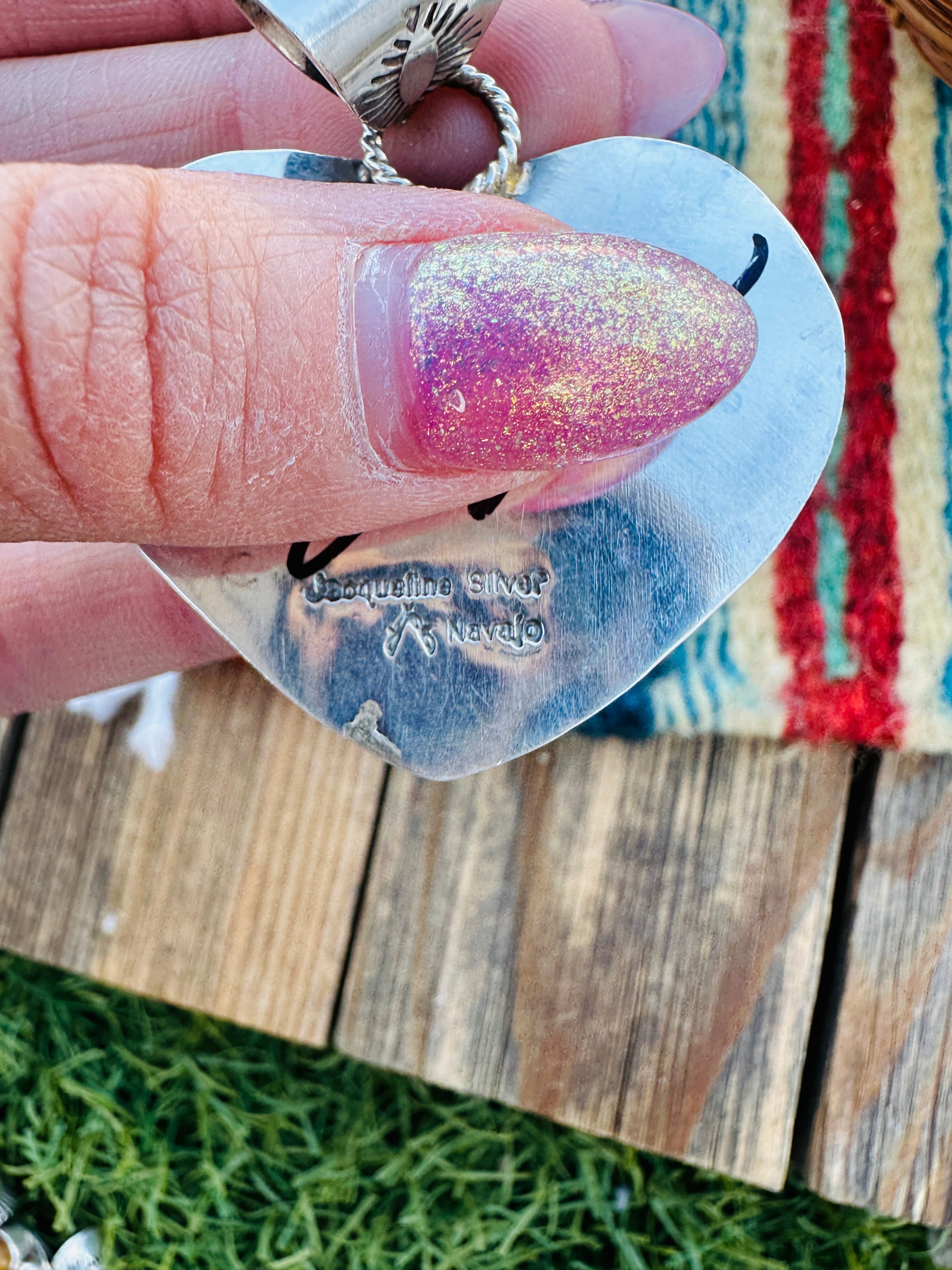 Handcrafted Multi Stone & Sterling Silver Heart Pendant by Jacqueline Silver