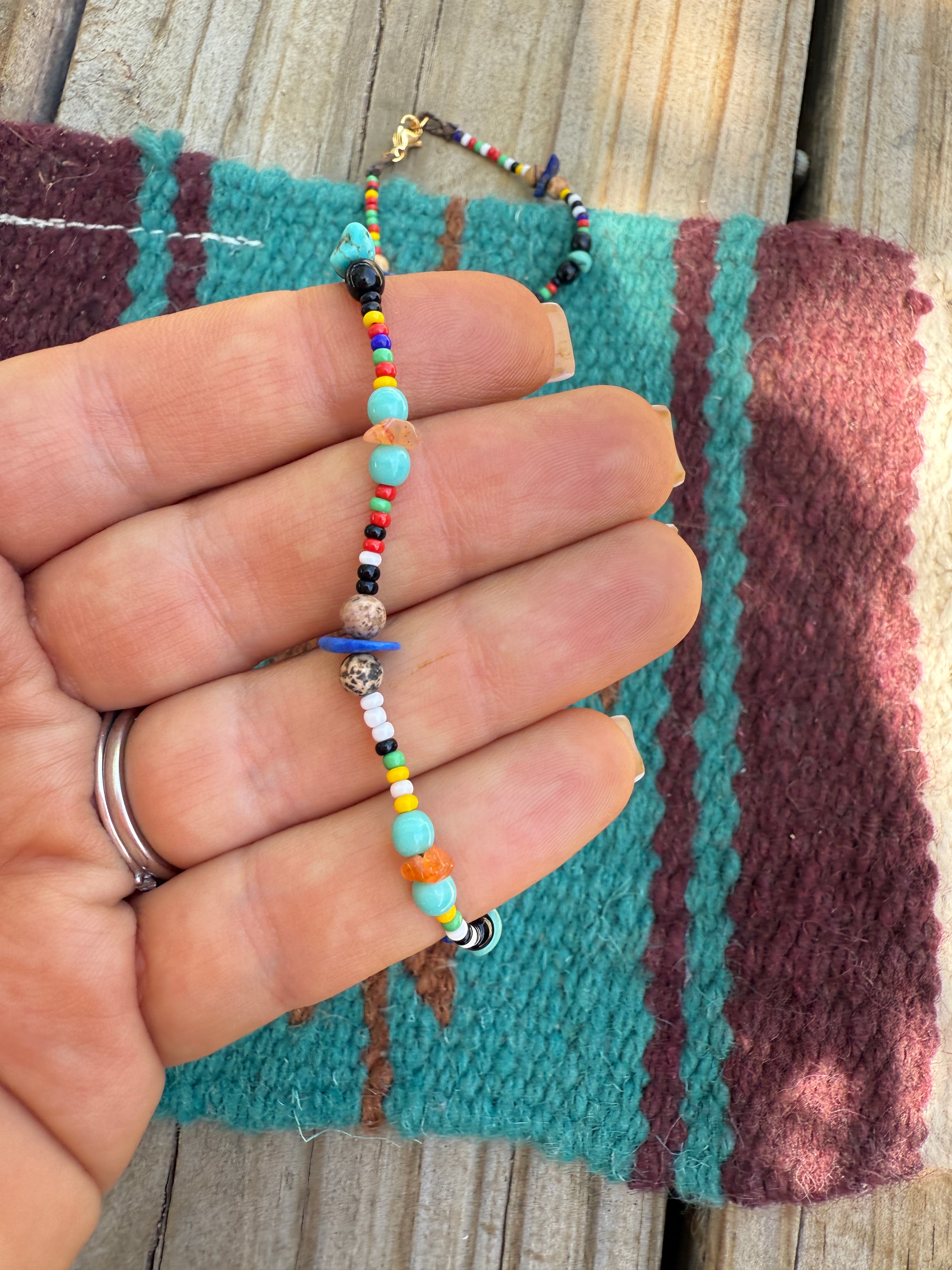 “The Golden Collection” Beaded Bliss Handmade Beaded Necklace 16” STYLE 6