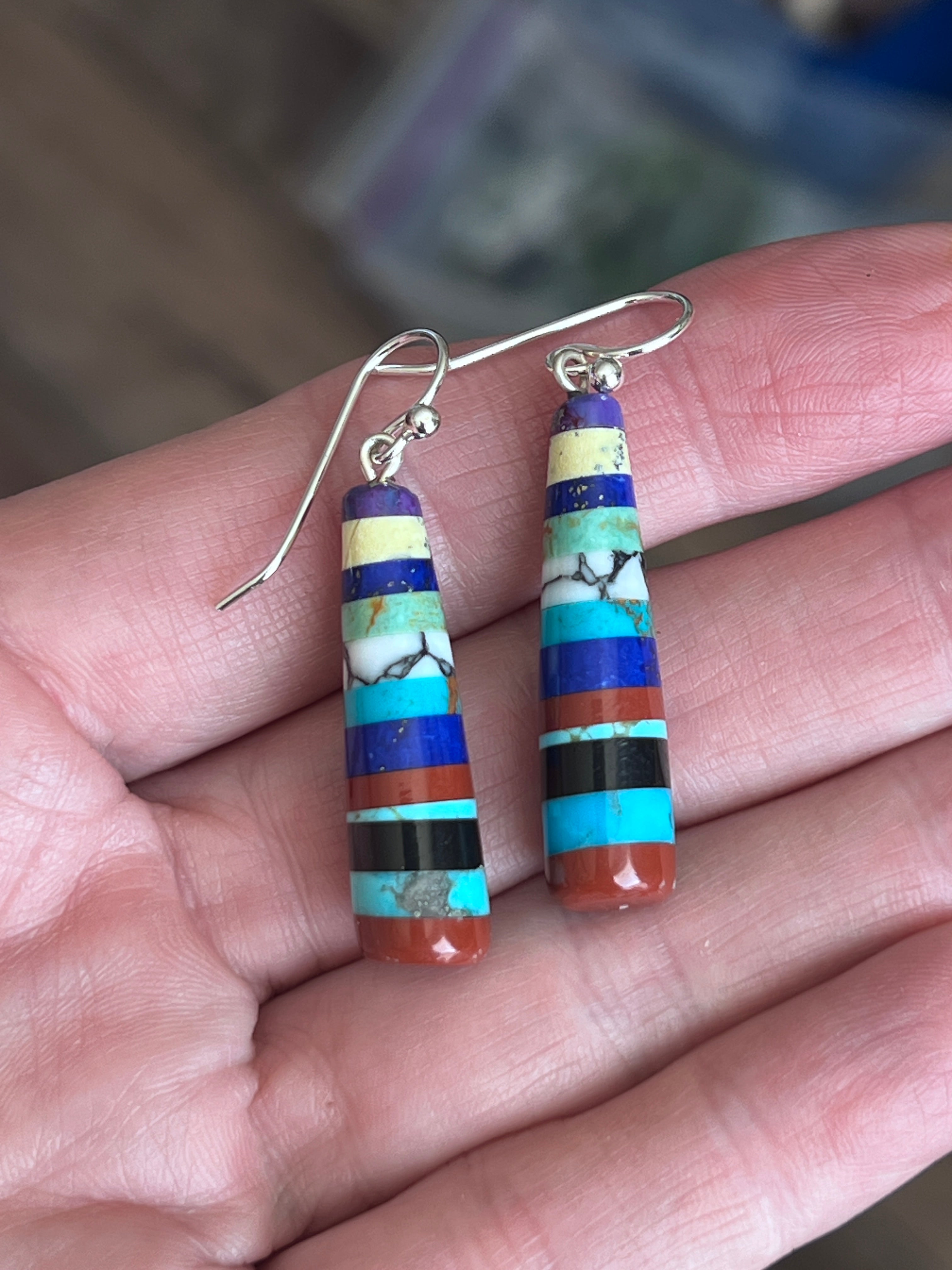 Santo Domingo Layered Multistone Earrings by Ronald Chavez, Stacked Gems #2