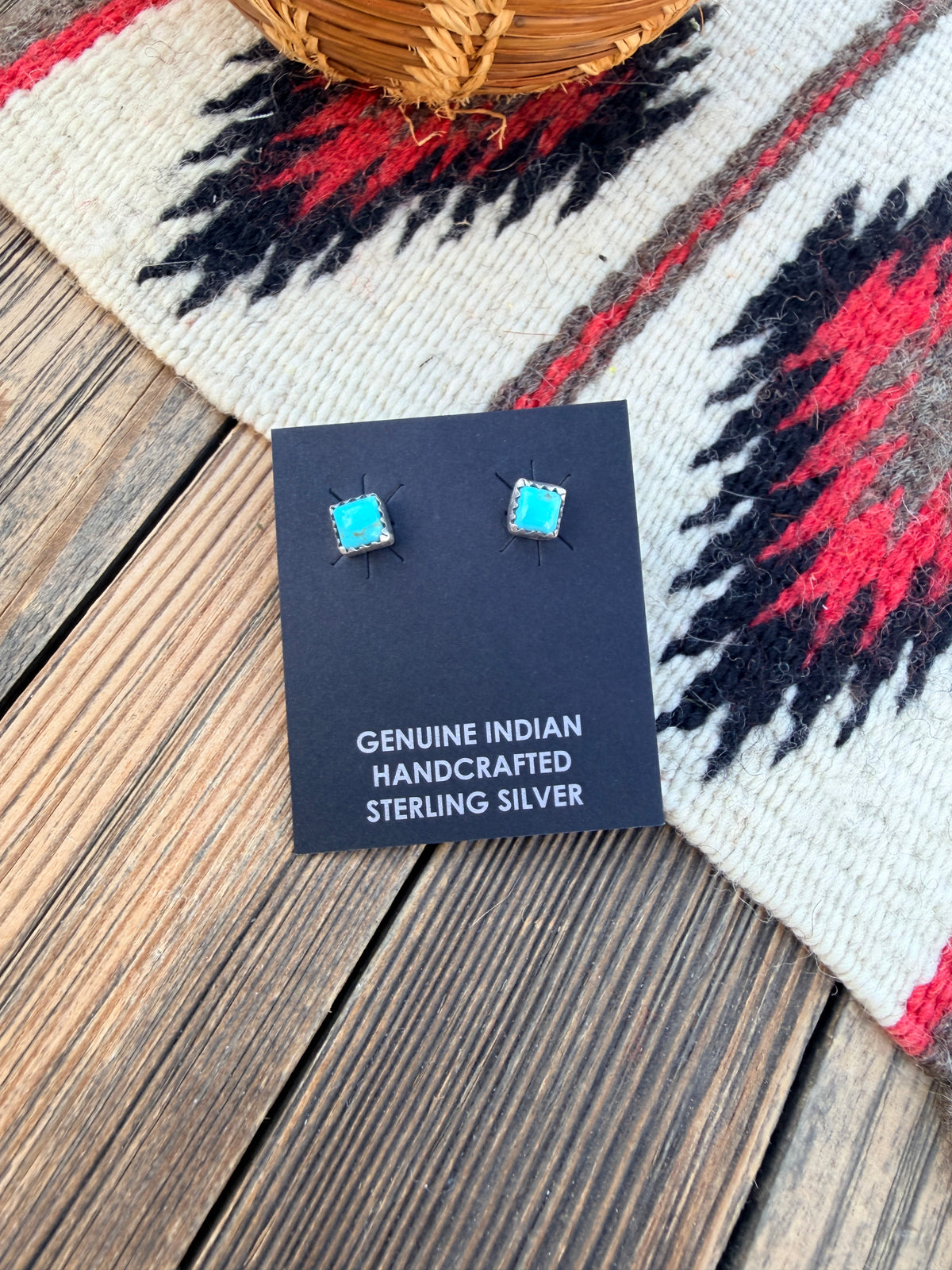 Handcrafted Turquoise & Sterling Silver Stud Earrings