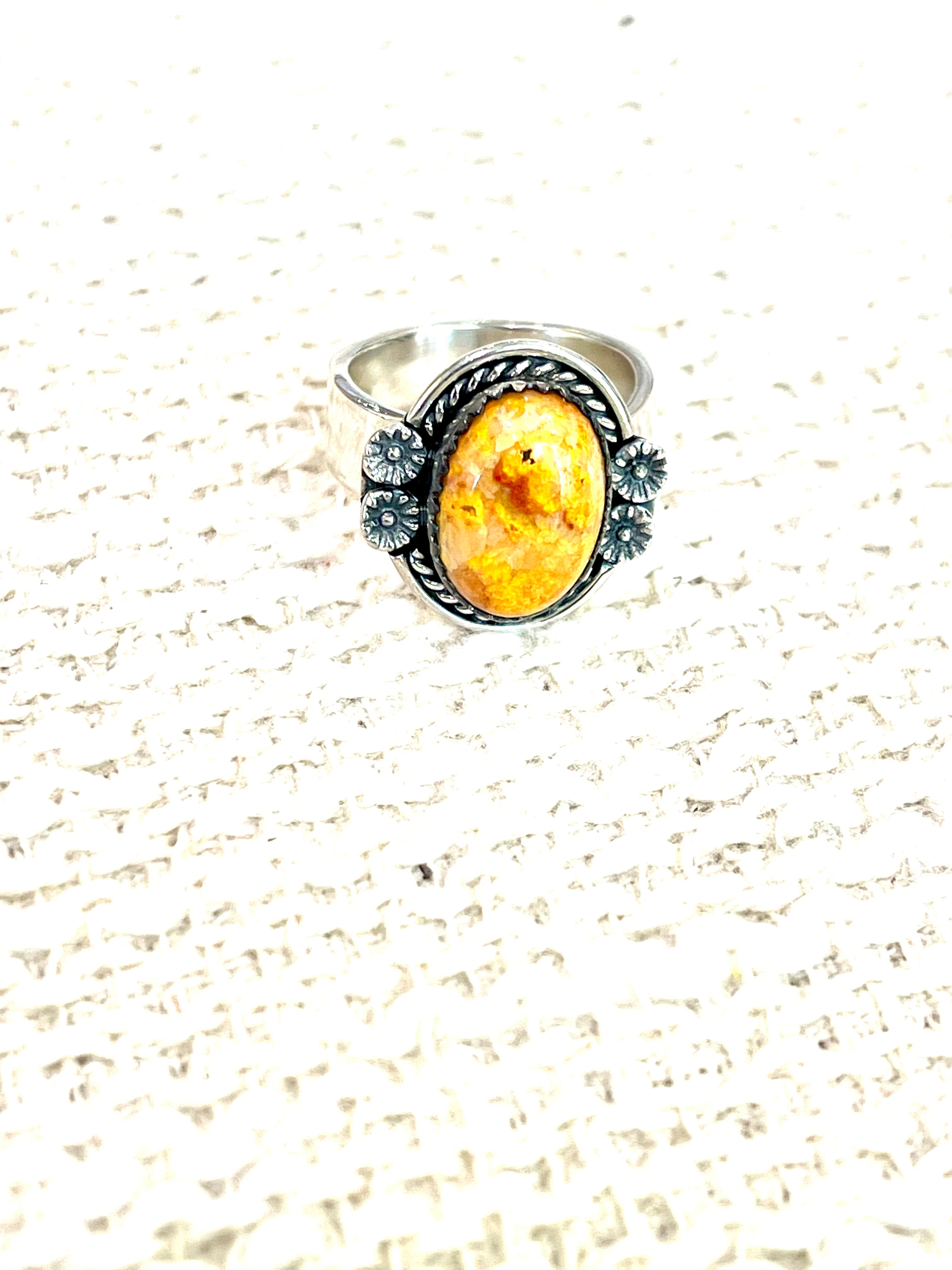 Handmade Sterling Silver & Bumble Bee Adjustable Ring