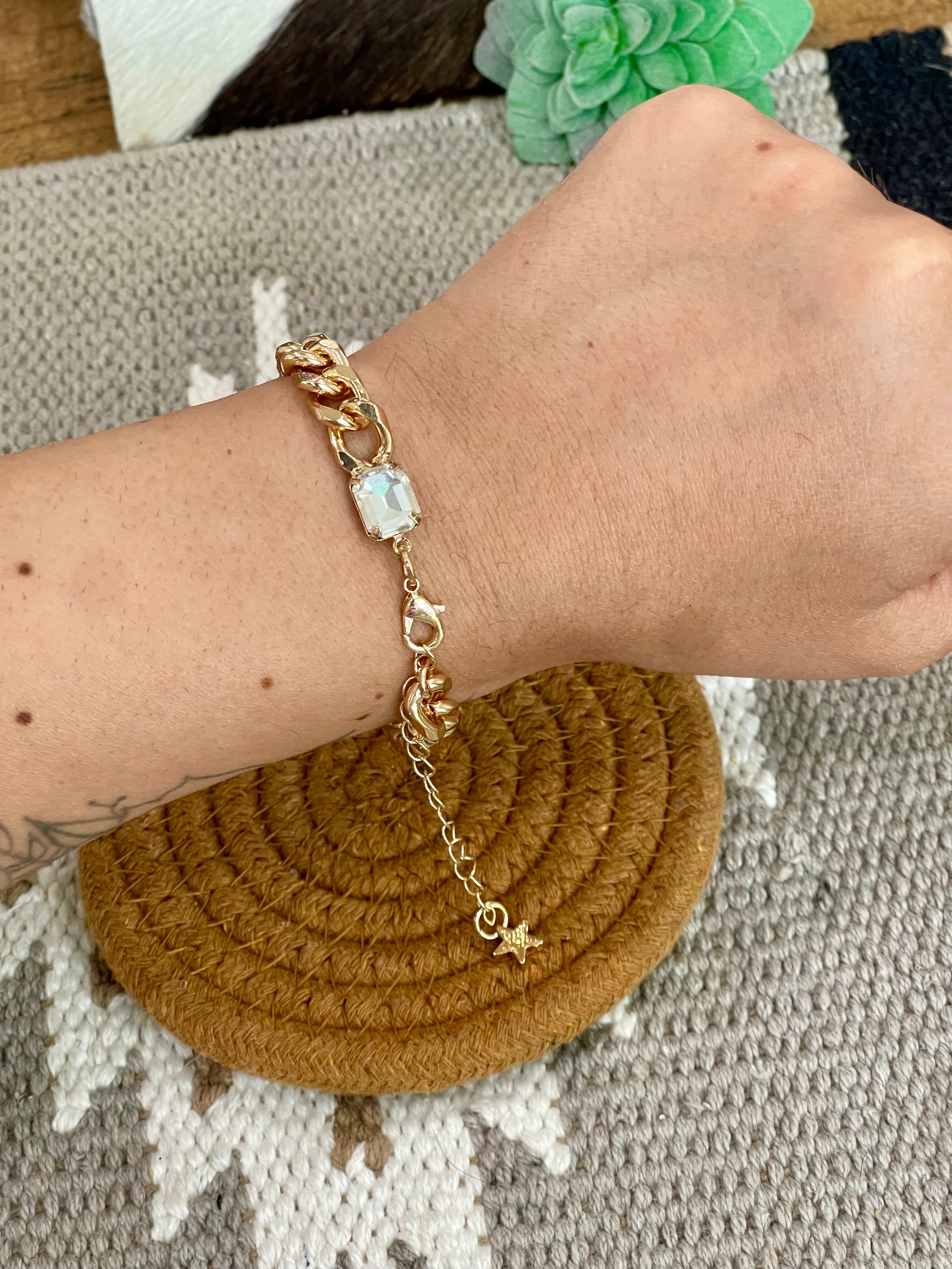 Vintage Handmade Gold Plated Chain Bracelet