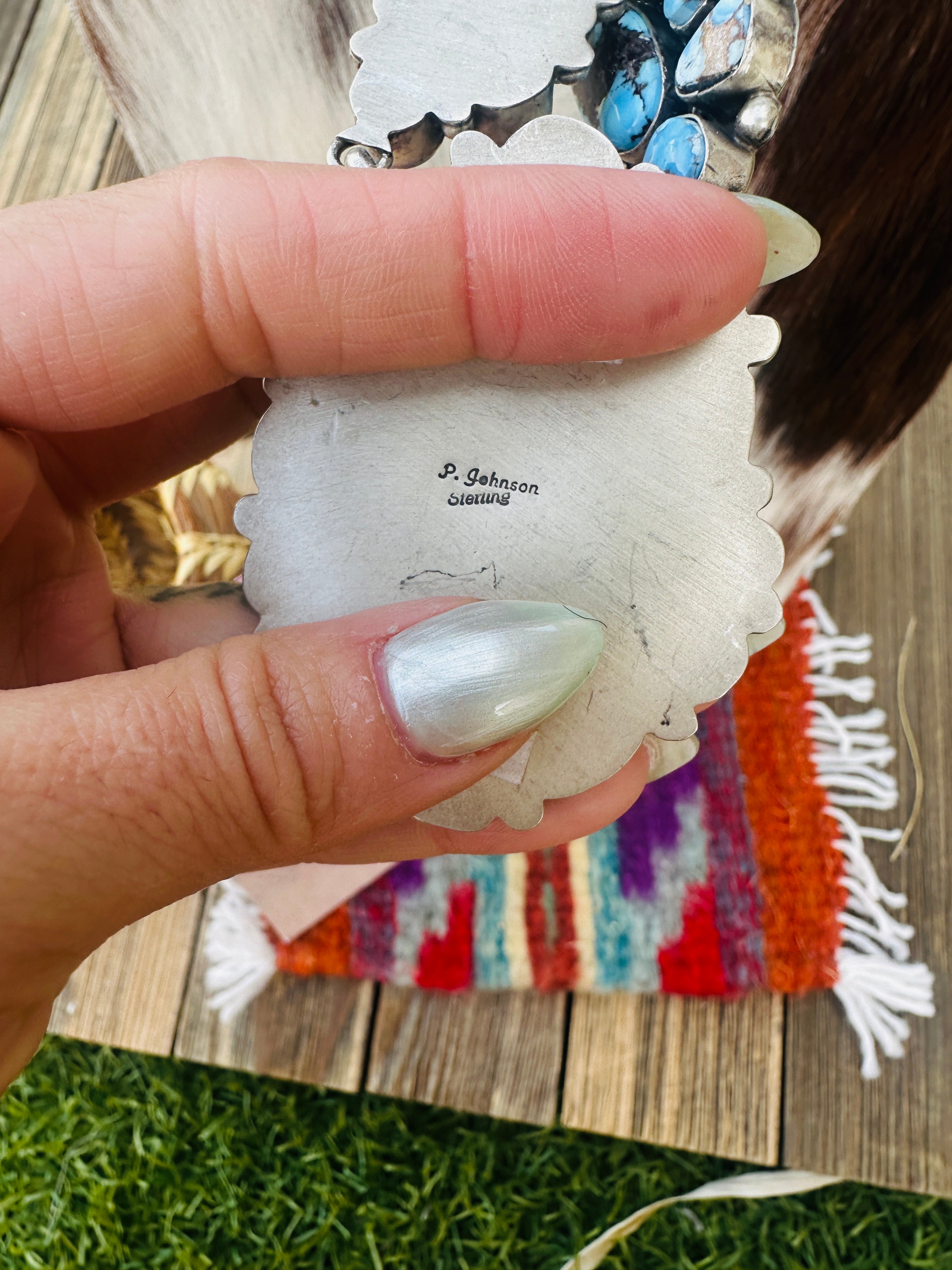 Handcrafted Golden Hills Turquoise & Sterling Silver Necklace and Earring Set