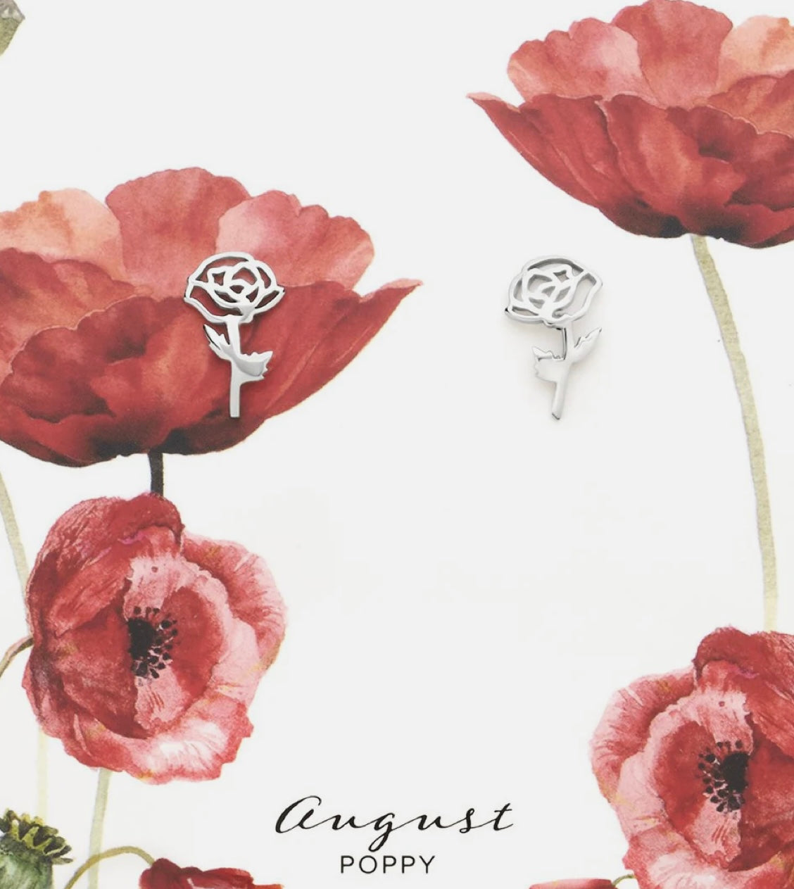 Sterling Silver Birthday Flower Stud Earrings August