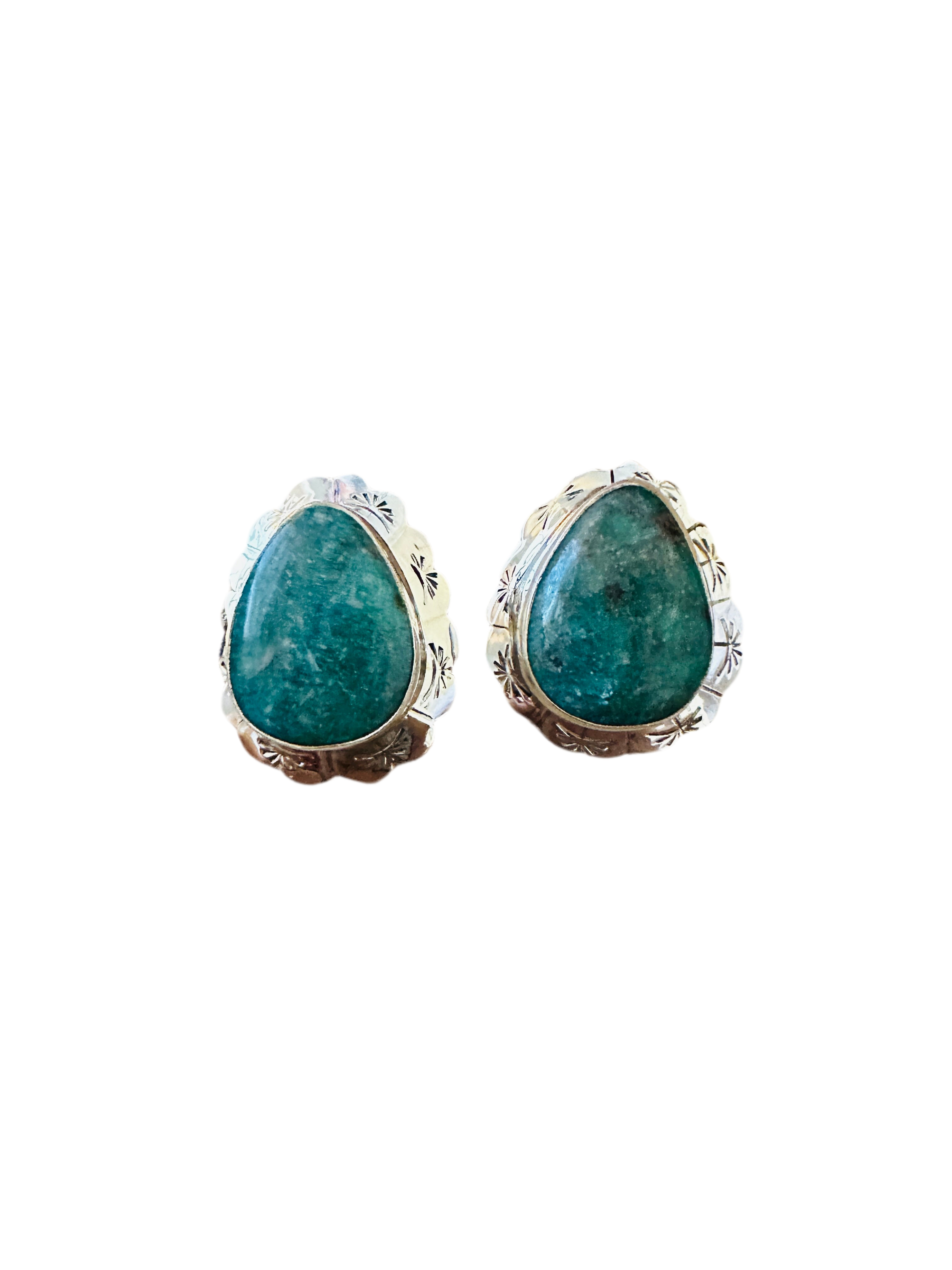 Navajo Turquoise & Sterling Silver Concho Post Earrings