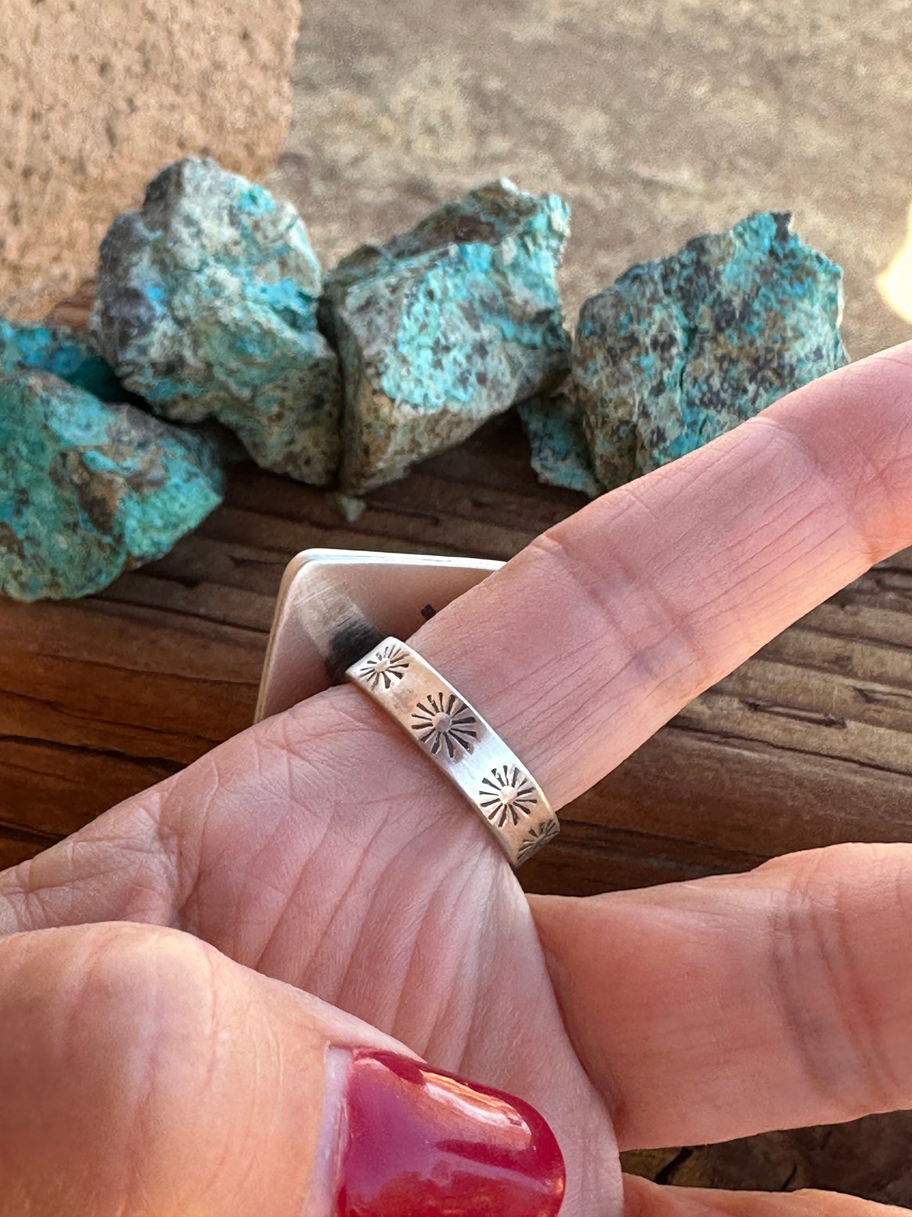 Beautiful Handmade Sterling Silver And Purple Mojave Square Adjustable Ring