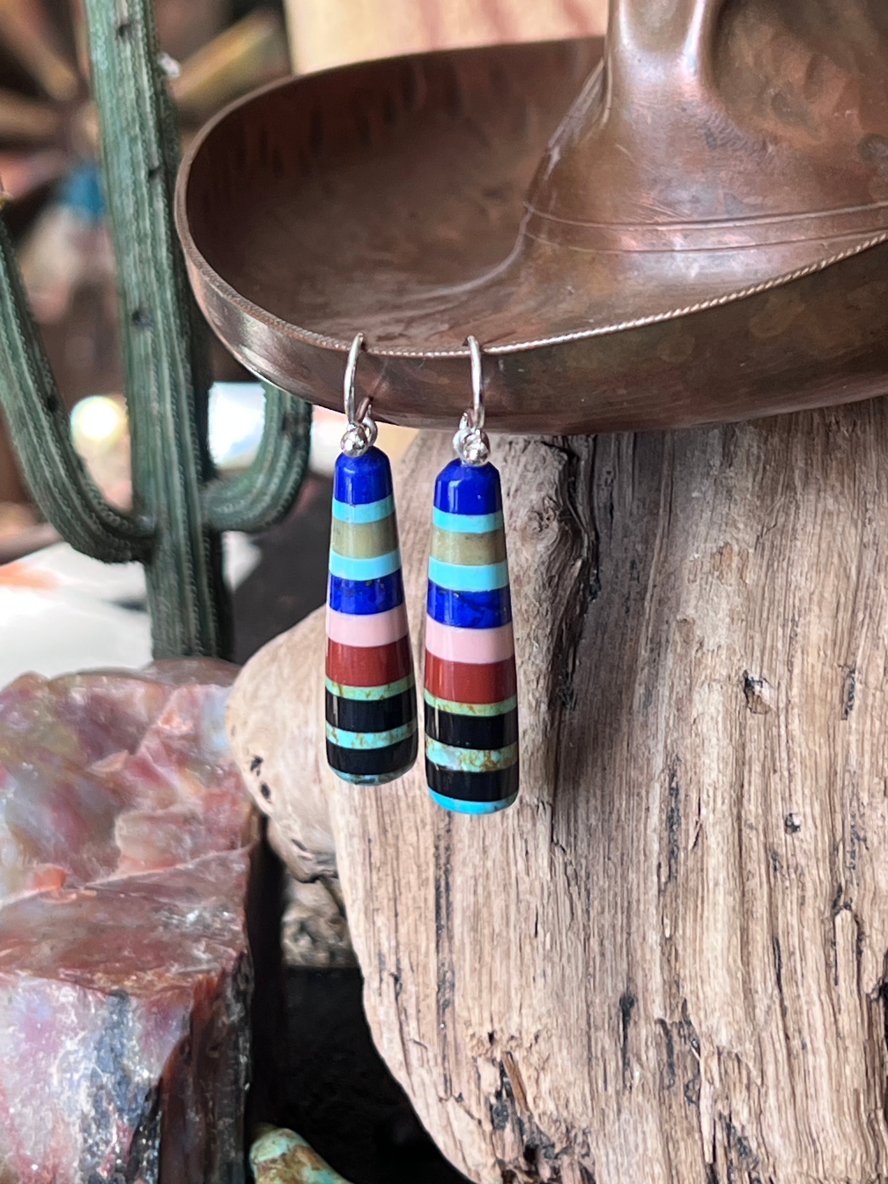 Santo Domingo Layered Multistone Earrings by Ronald Chavez, Stacked Gems #3