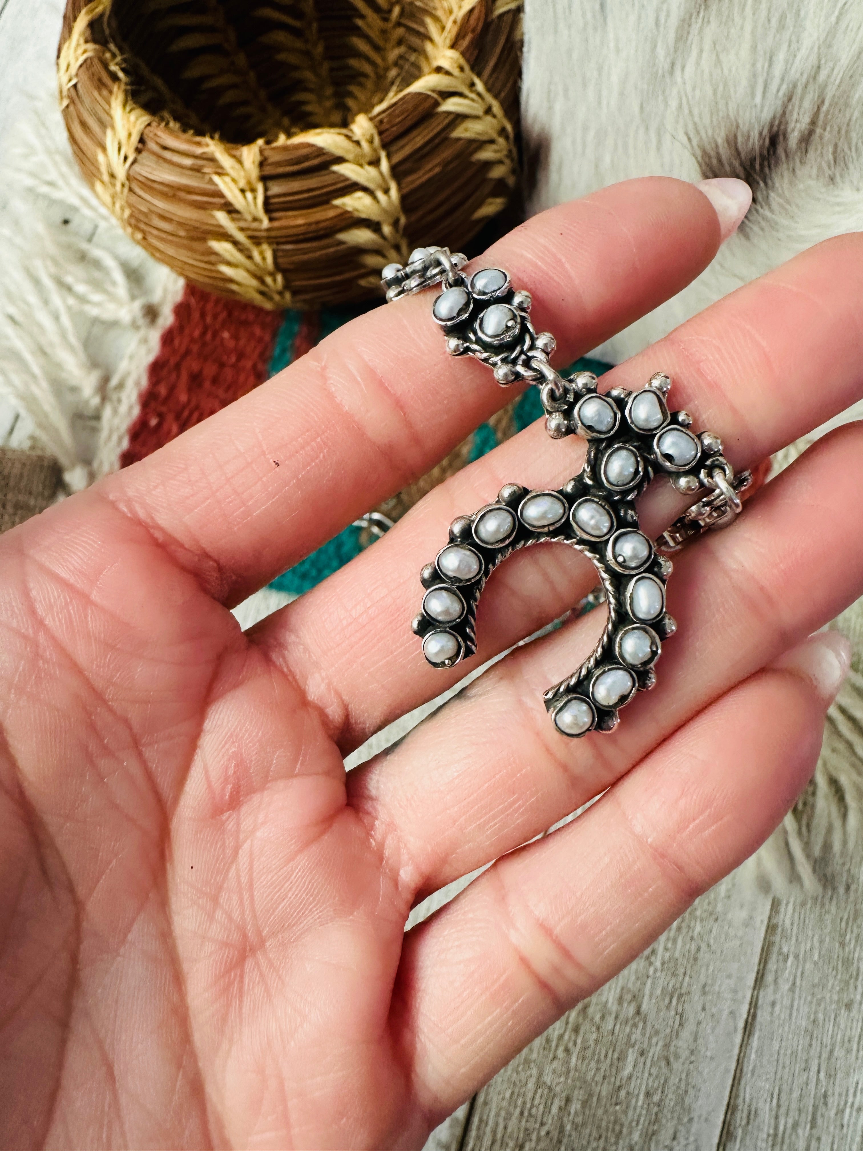 Handcrafted Sterling Silver & Pearl Naja Necklace by Federico Jimenez